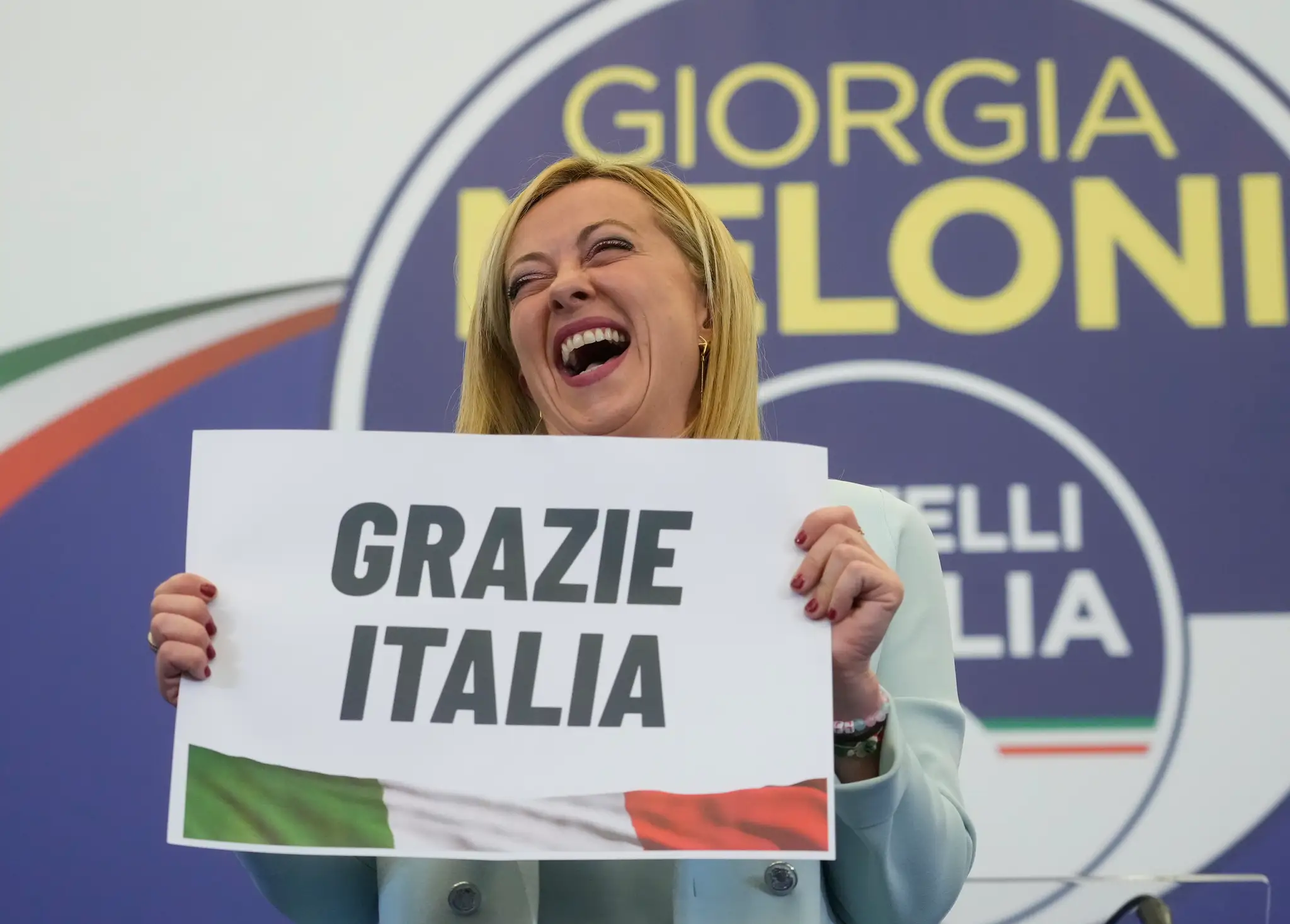 Giorgia Meloniová, líderka krajne pravicovej strany Bratia Talianska.