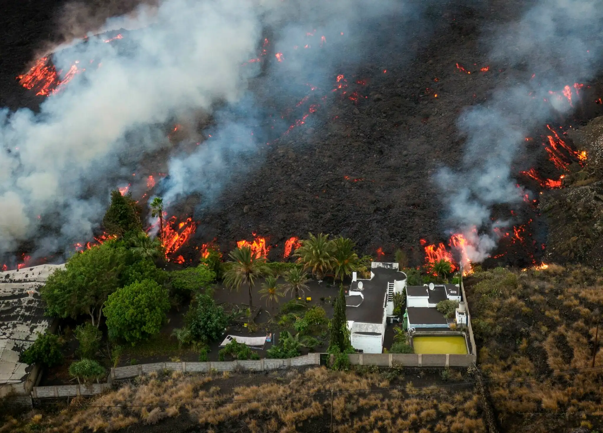 Sopečný popol na ostrove La Palma