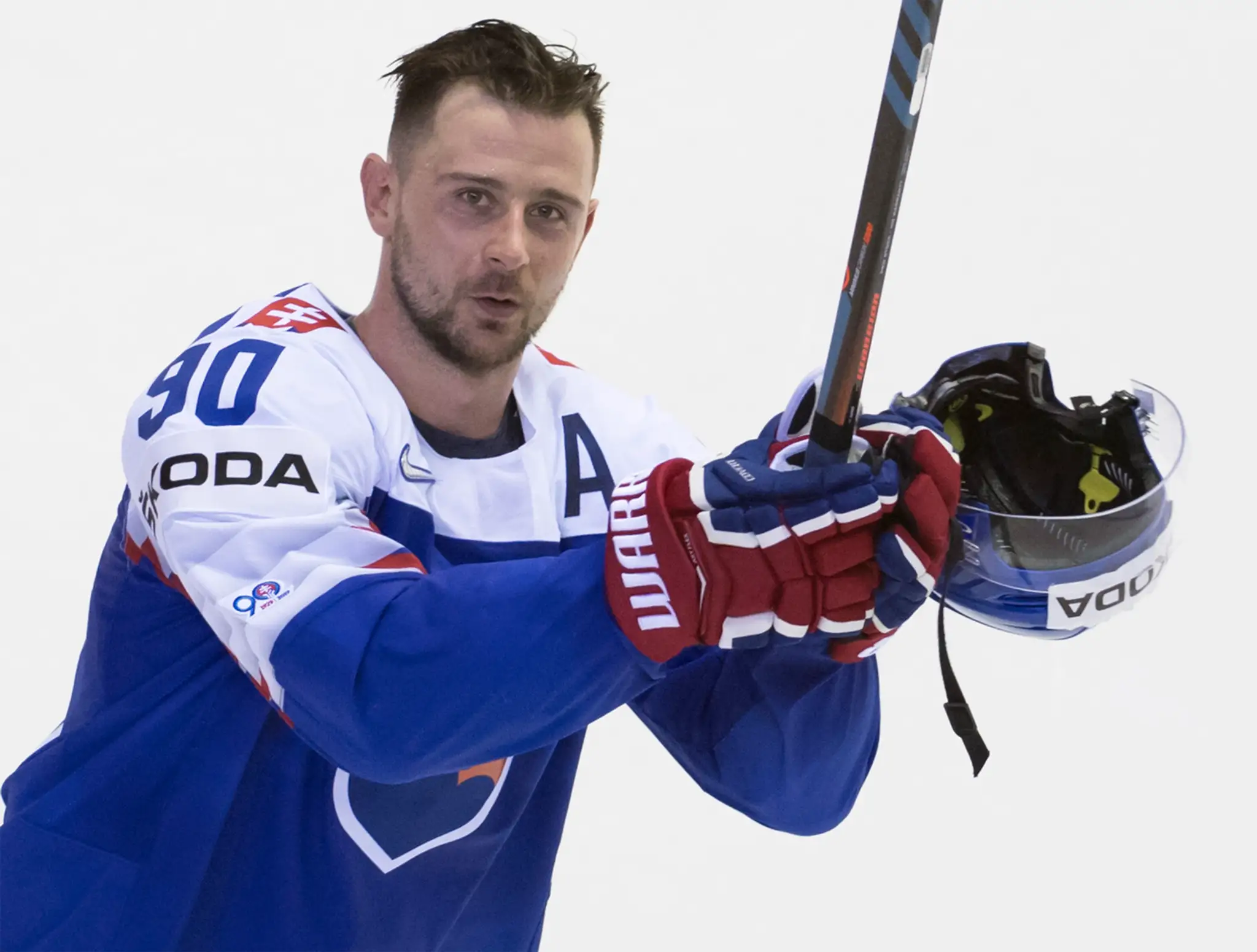 Slovenský kapitán Andrej Sekera v zápase na MS 2019 proti USA.