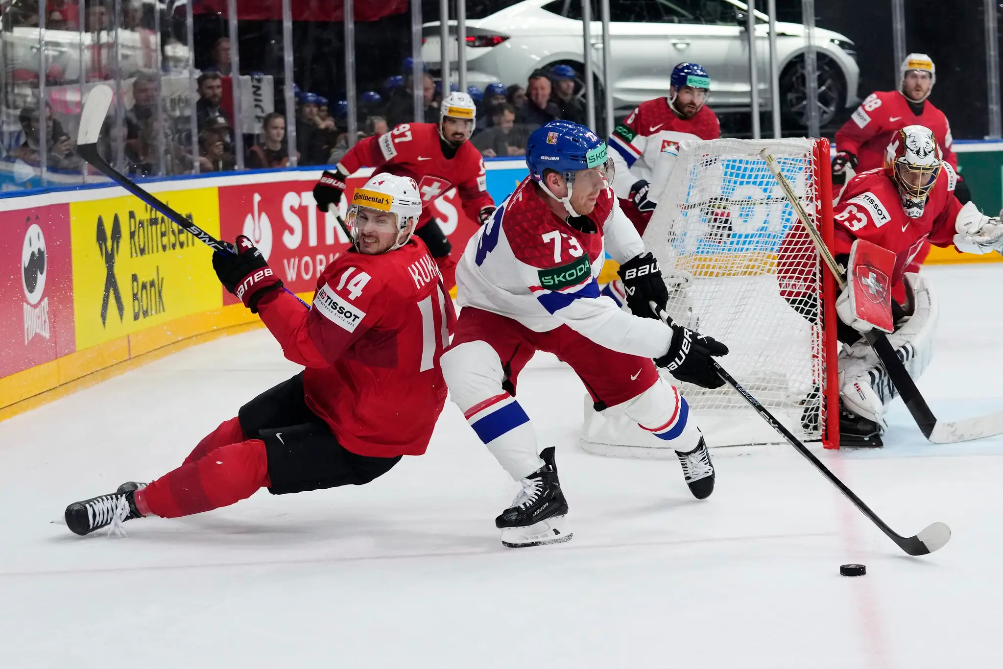 Momentka z finále majstrovstiev sveta v hokeji 2024