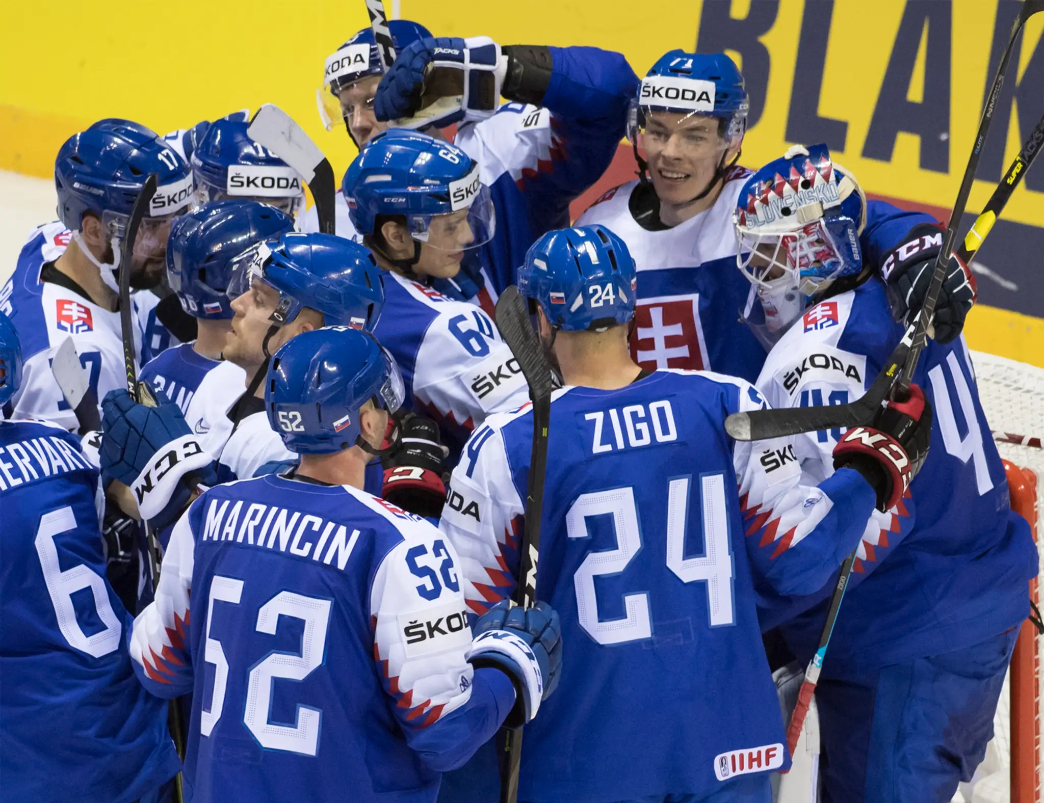 Tréner USA Jeff Blashill reaguje v zápase na MS 2019 proti Slovensku.