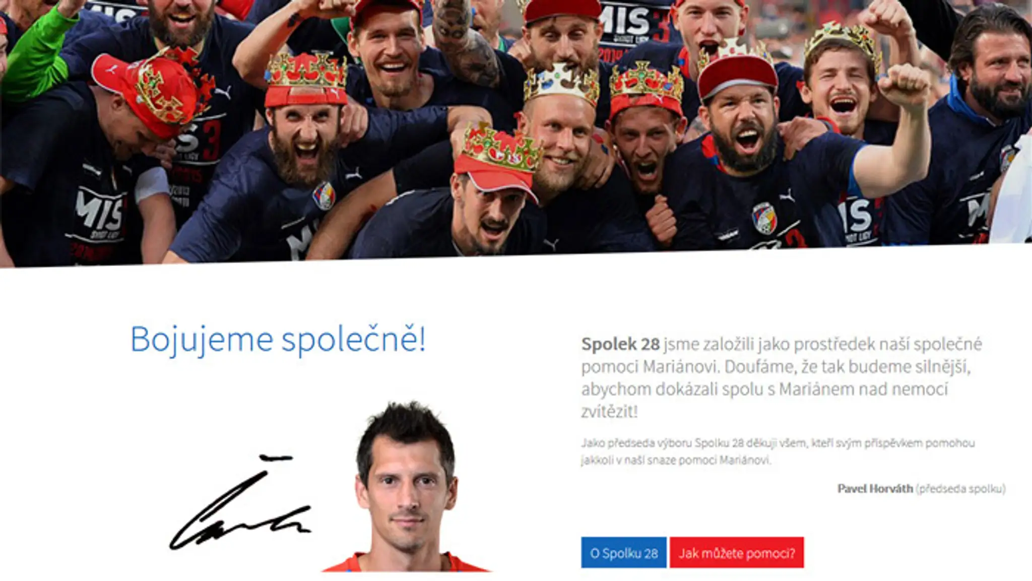 Stránka www.spolek28.cz na podporu Mariána Čišovského.