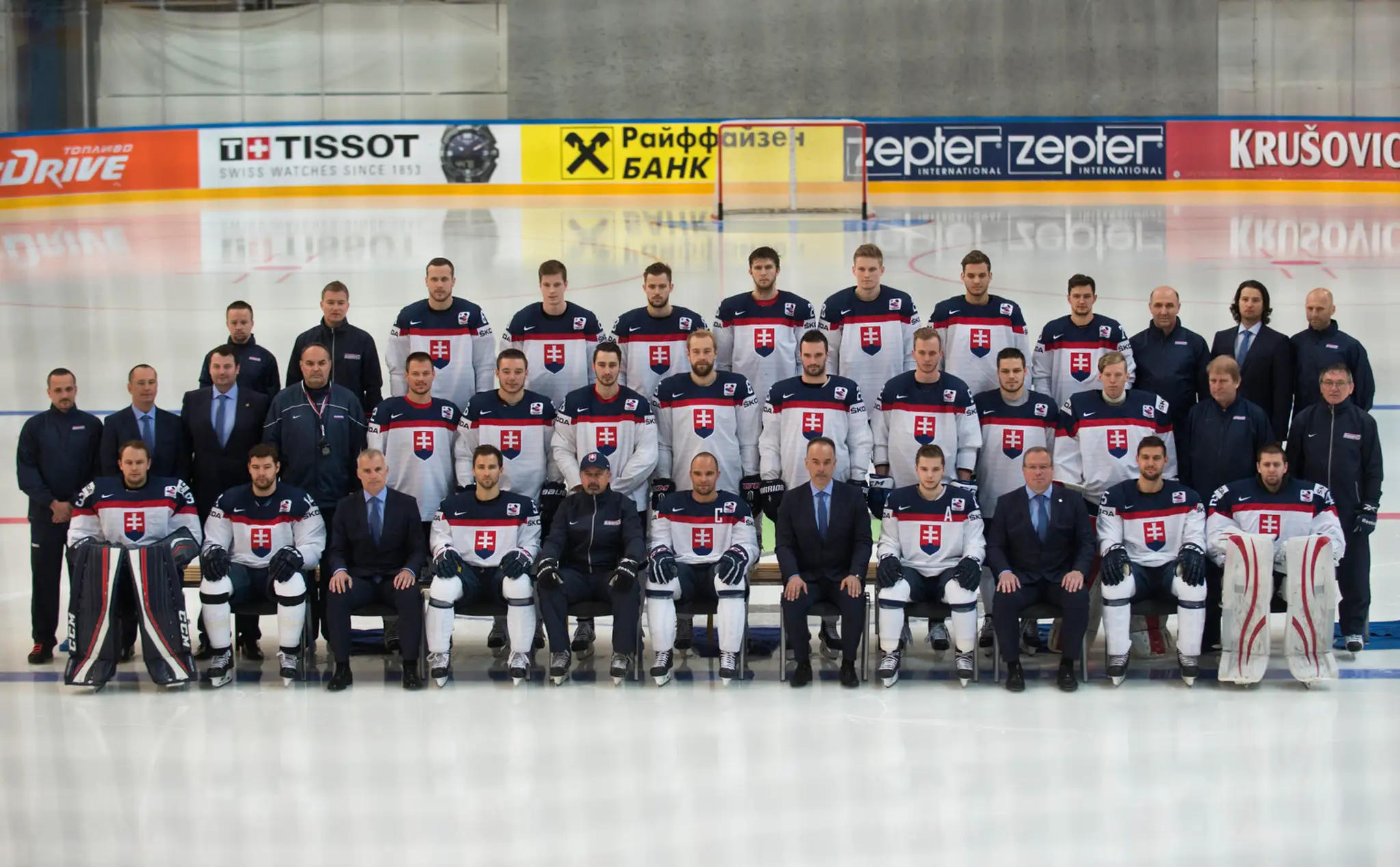 Spoločná fotografia slovenských hokejistov na MS 2016 v Rusku.