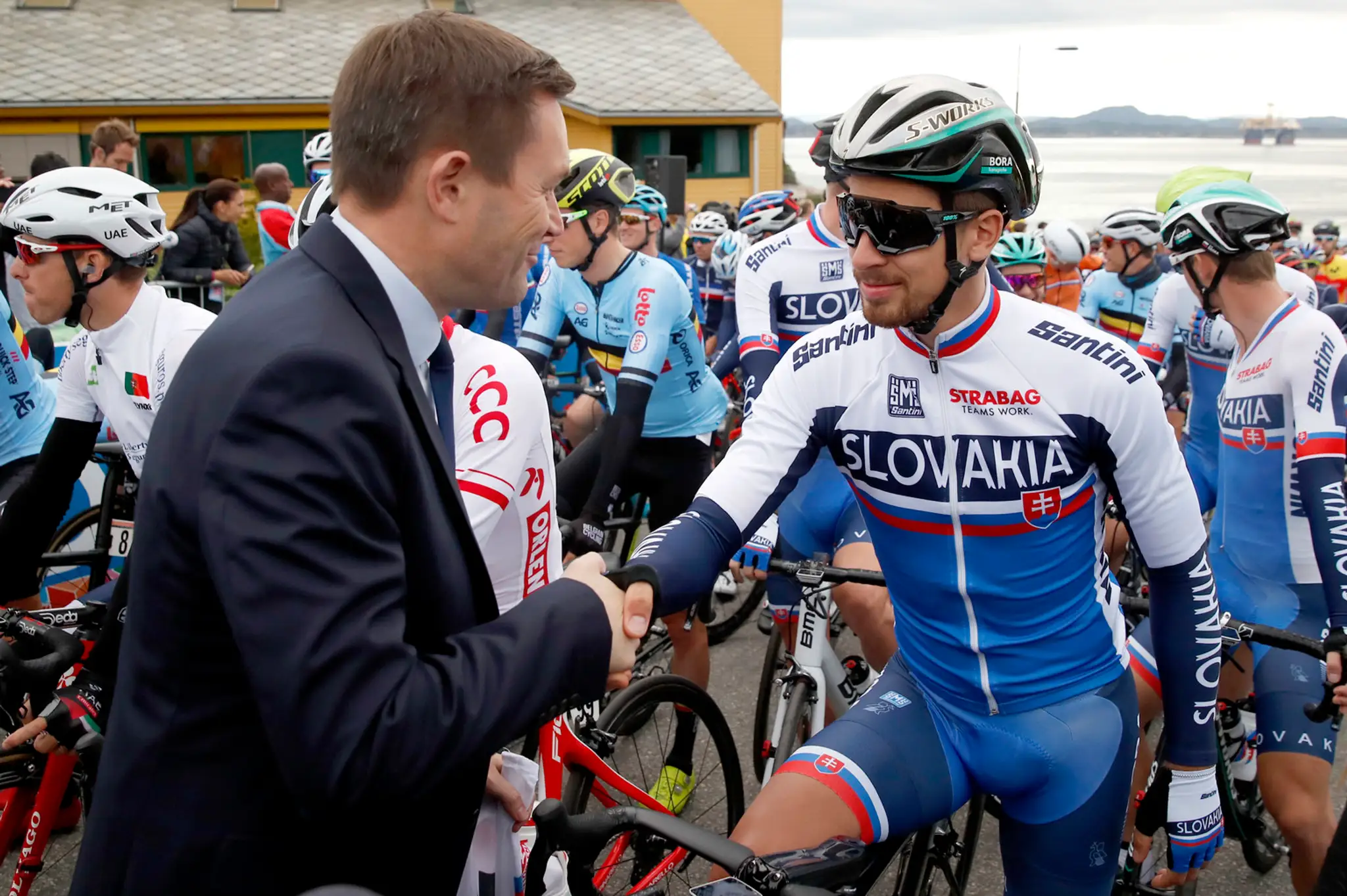 Peter Sagan pred štartom na cyklistických MS.