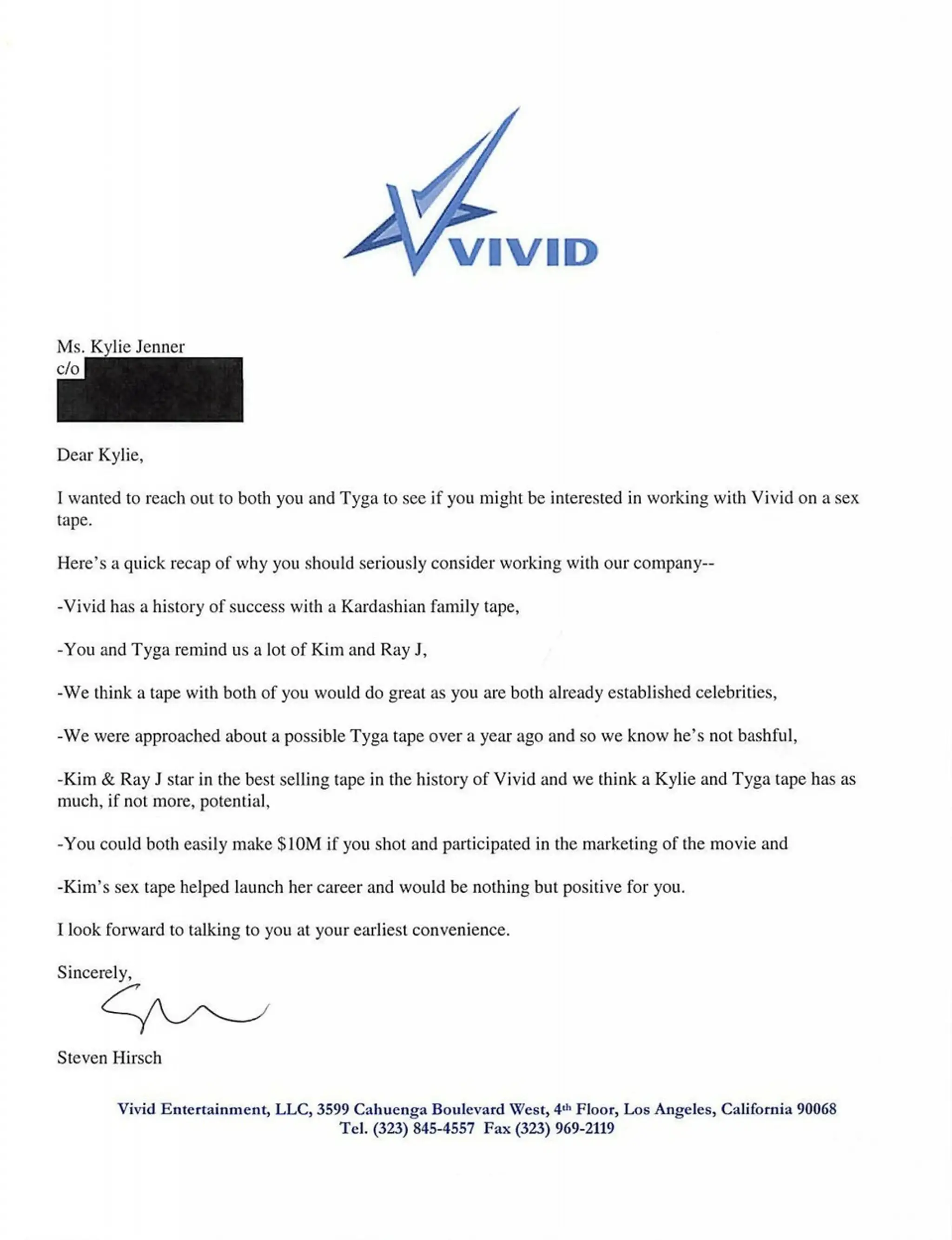 List od agentúry Vivid.