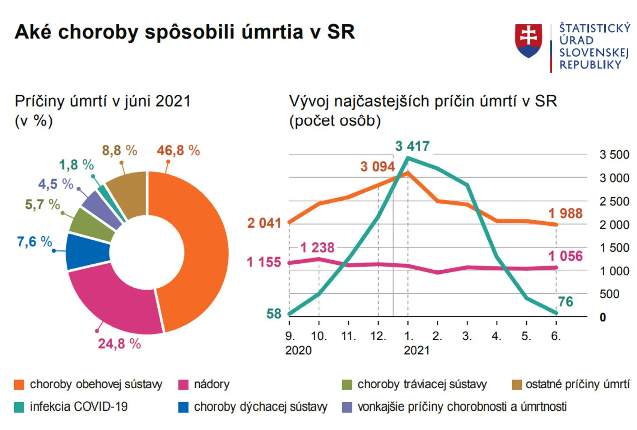 Choroby, ktoré spôsobili úmrtia v SR.