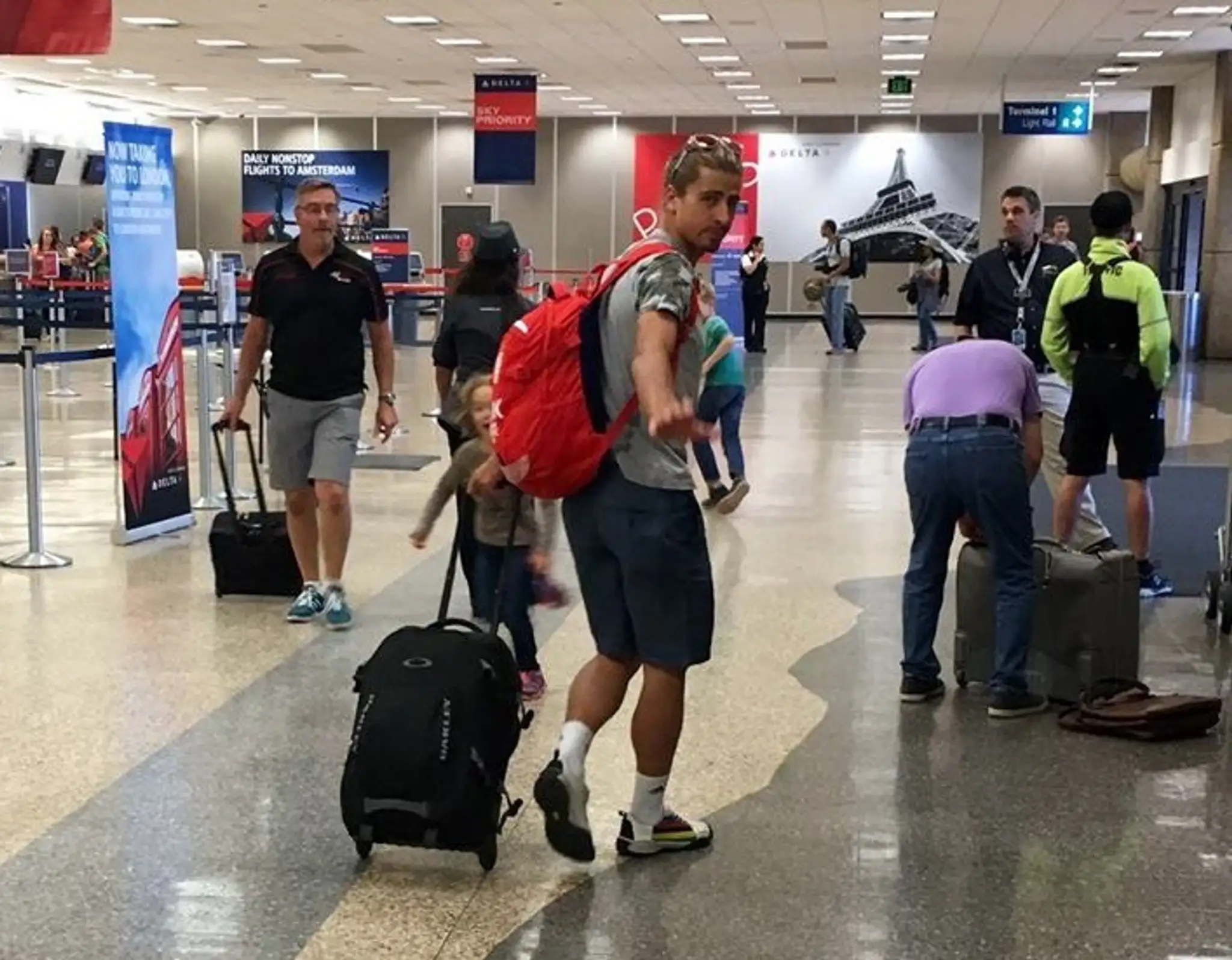 Peter Sagan pred odletom z Utahu.