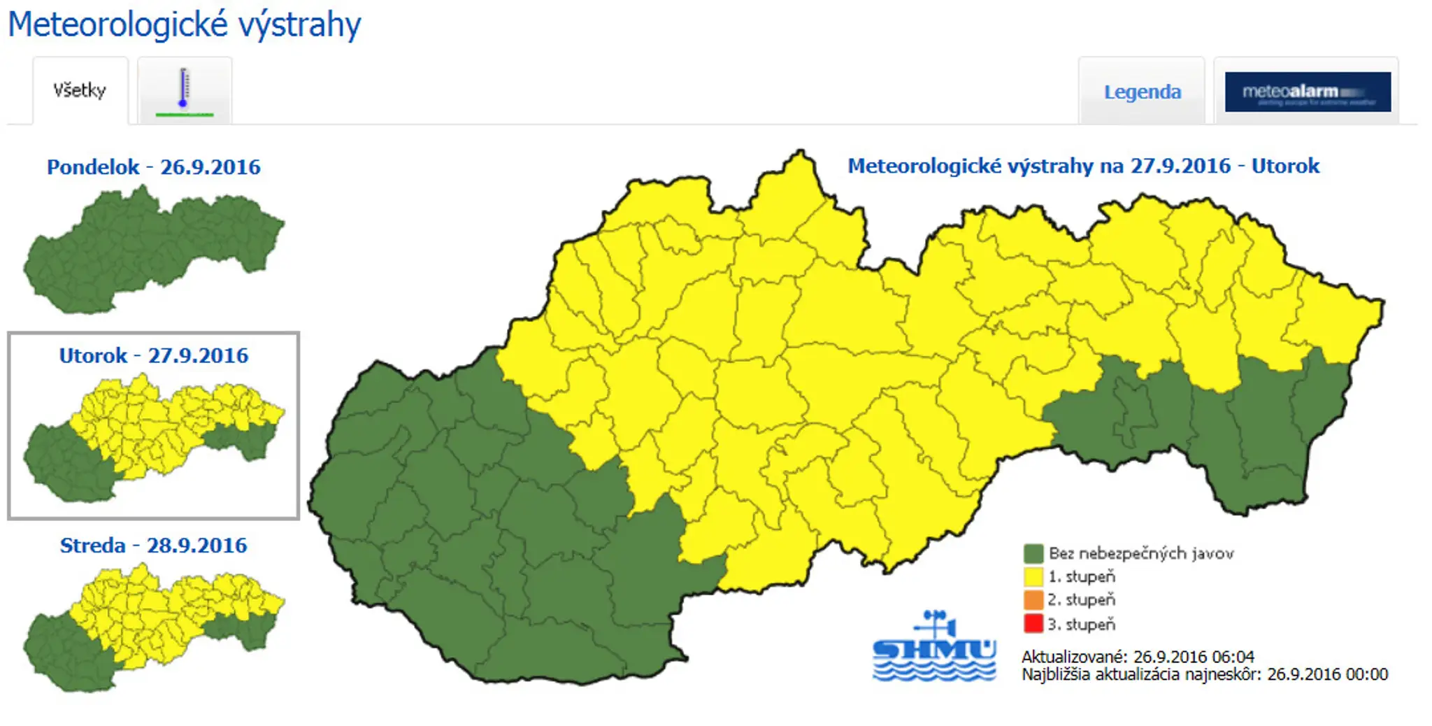 Výstrahy pred prízemnými mrazmi.