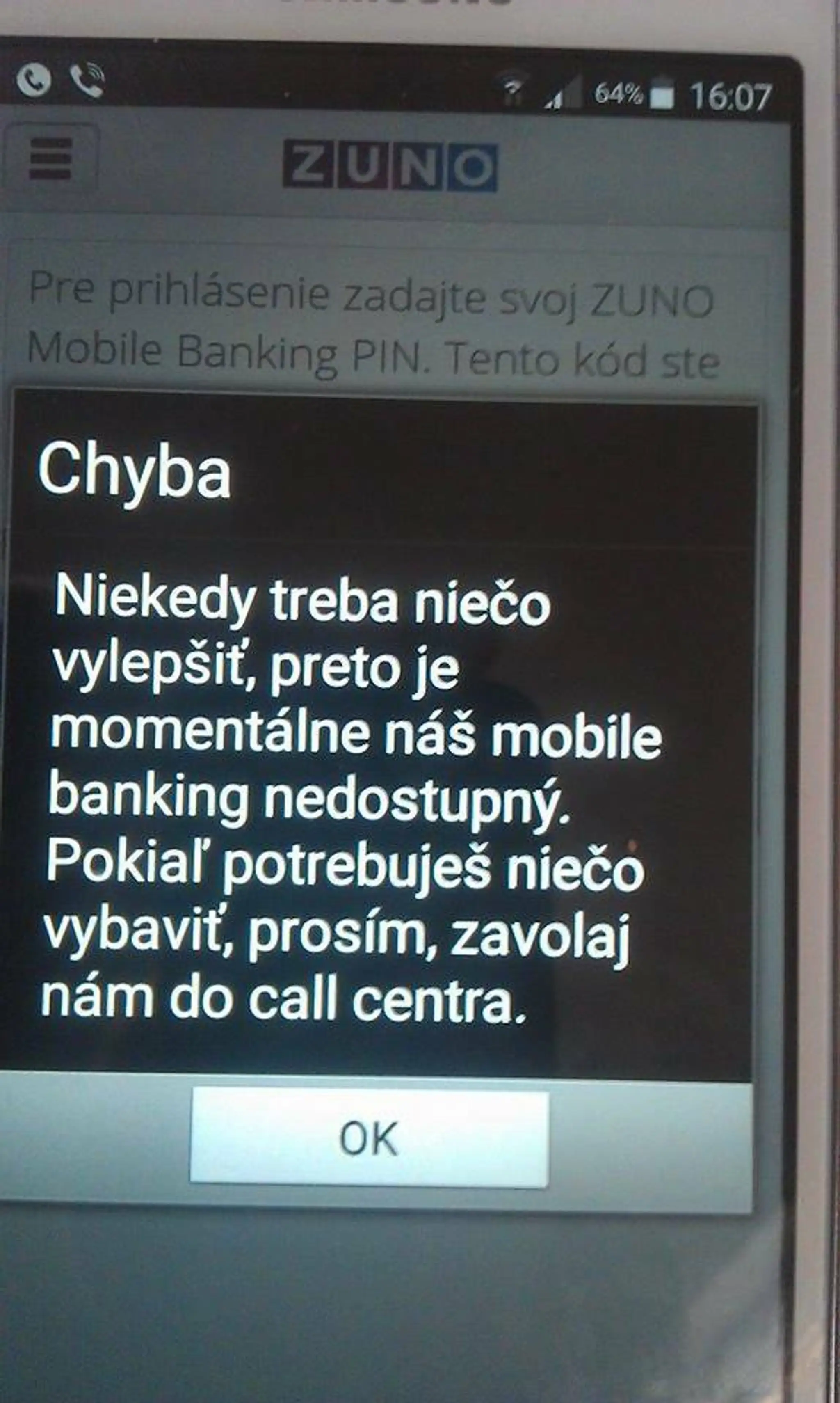 Nefungoval ani mobil banking