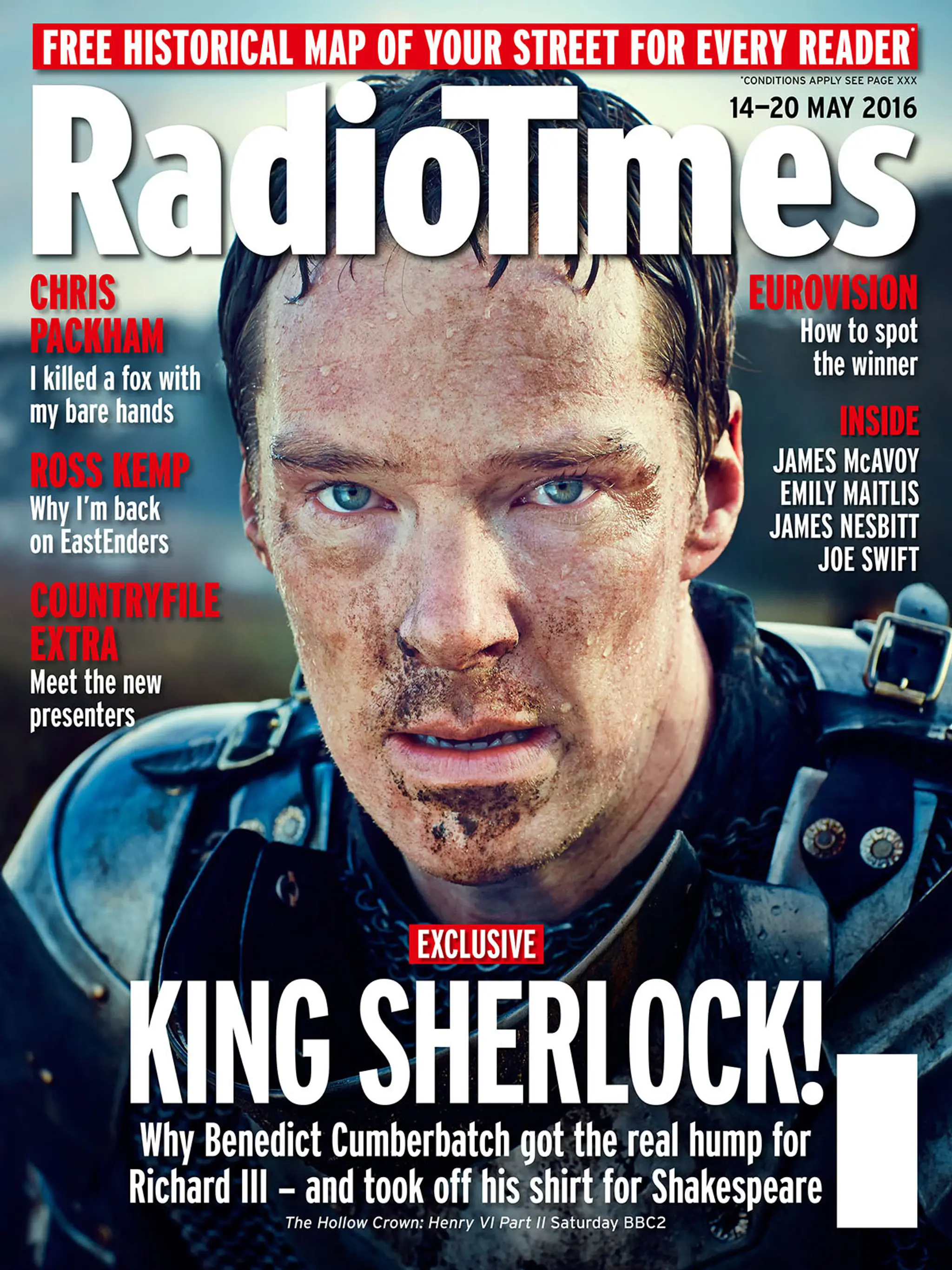 Titulka časopisu Radio Times - The Hollow Crown s Benedictom Cumberbatchom.