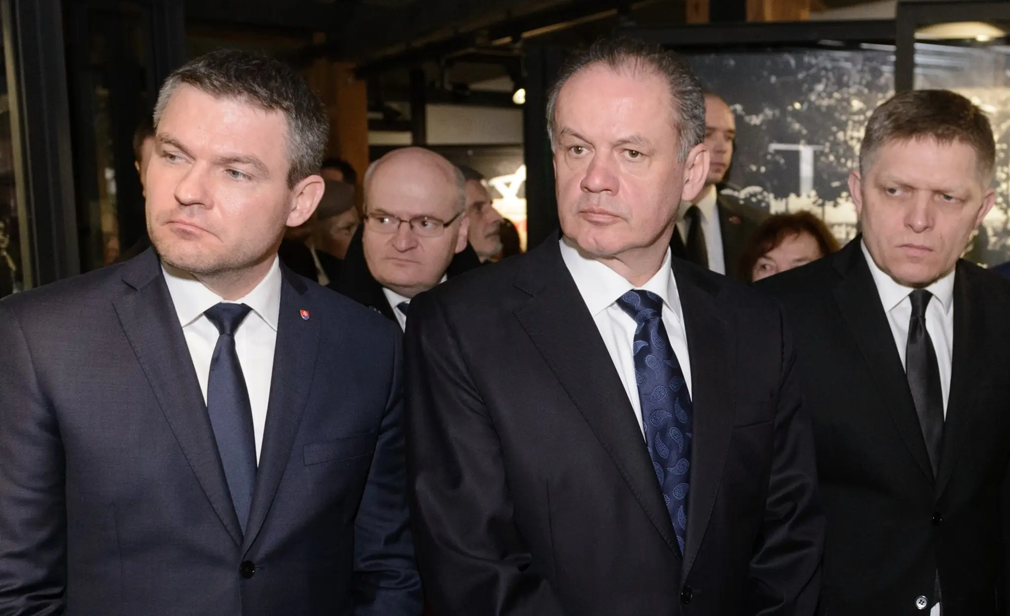 Na snímke zľava  predseda NR SR Peter Pellegrini, prezident SR Andrej Kiska, predseda vlády SR Robert Fico