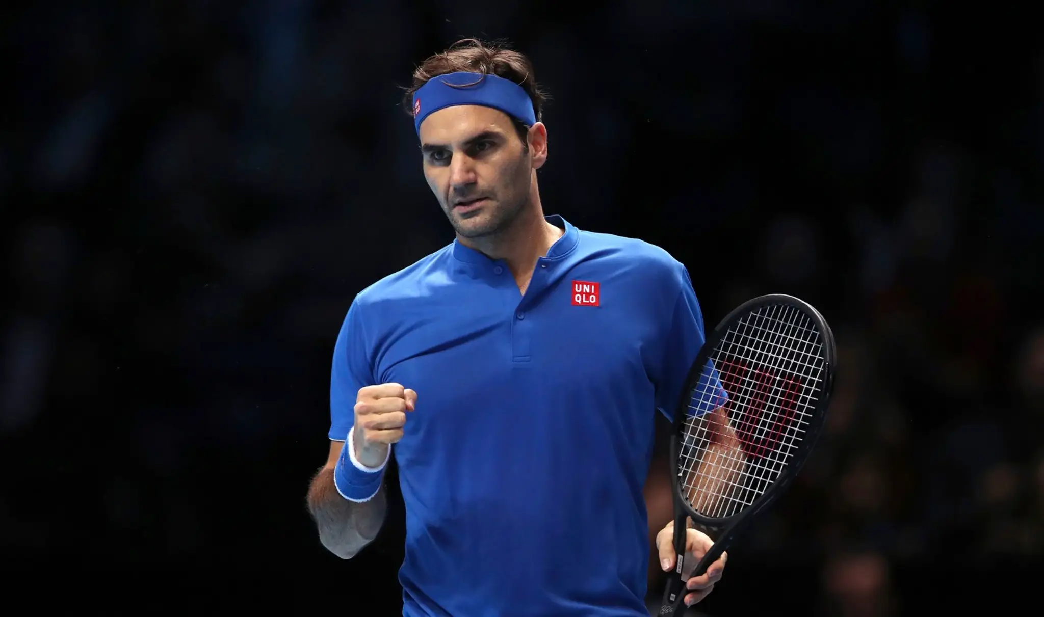 Roger Federer po víťaznom údere v zápase proti Kevinovi Andersonovi.