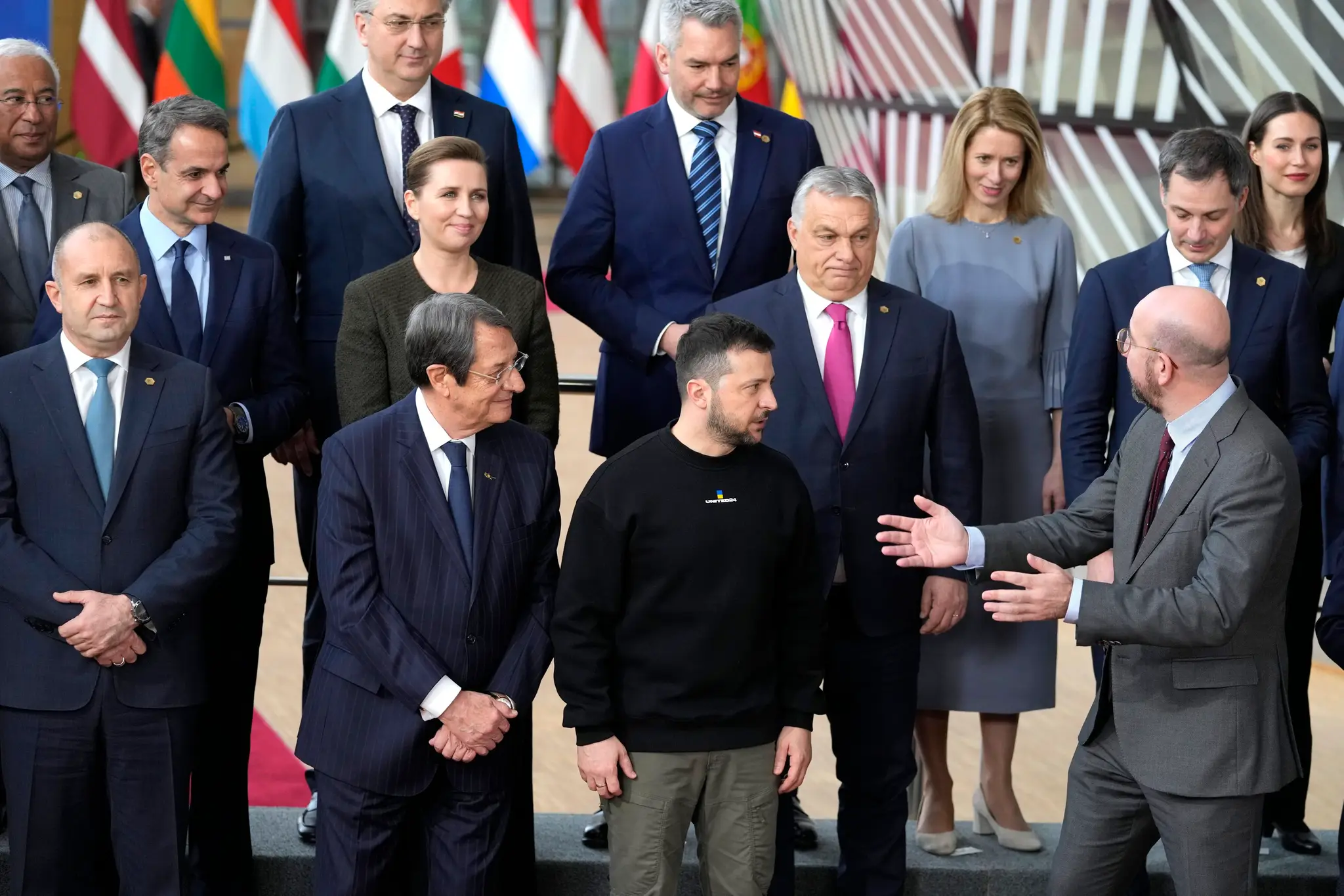 Lídri EÚ a Volodymyr Zelenskyj.
