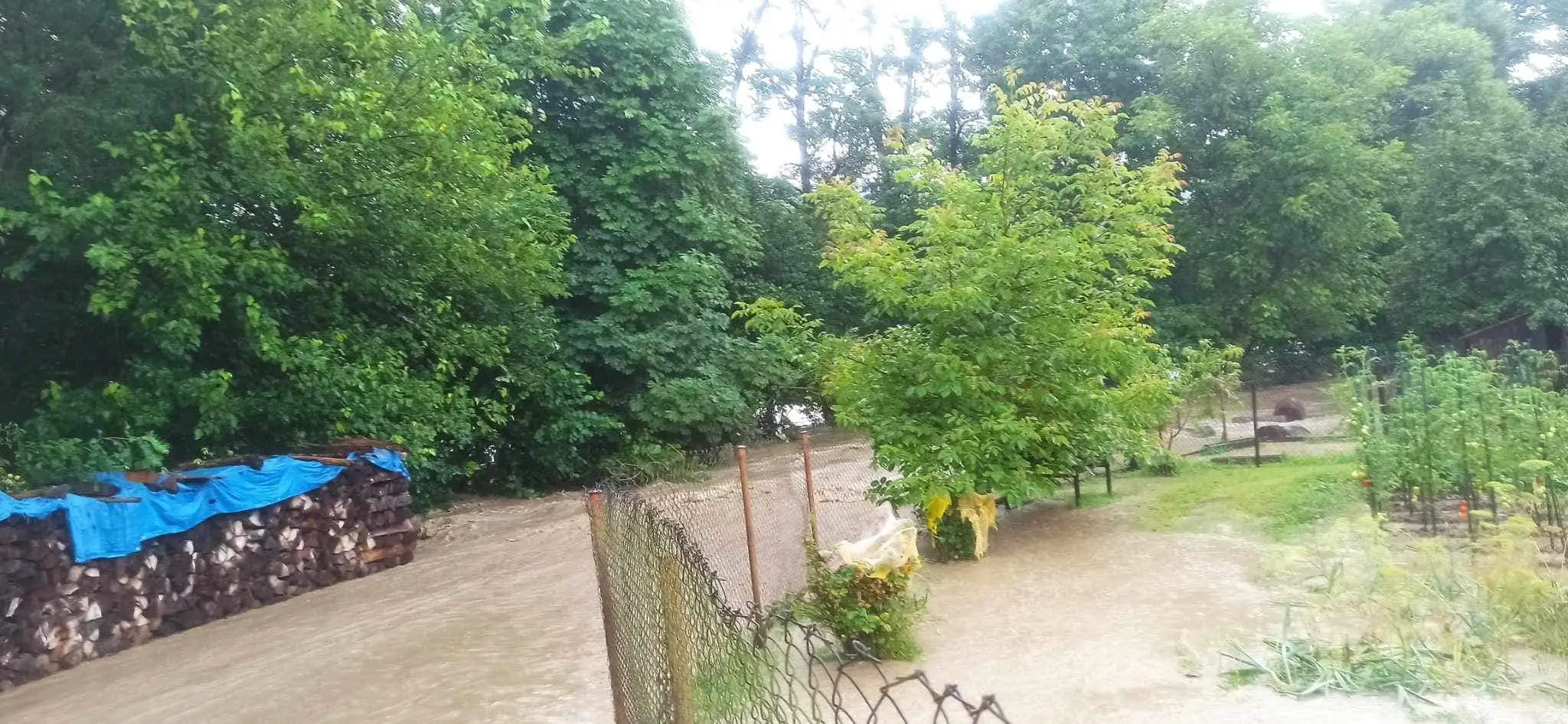 Voda z potoka zaplavila hlavnú cestu i pivnice.
