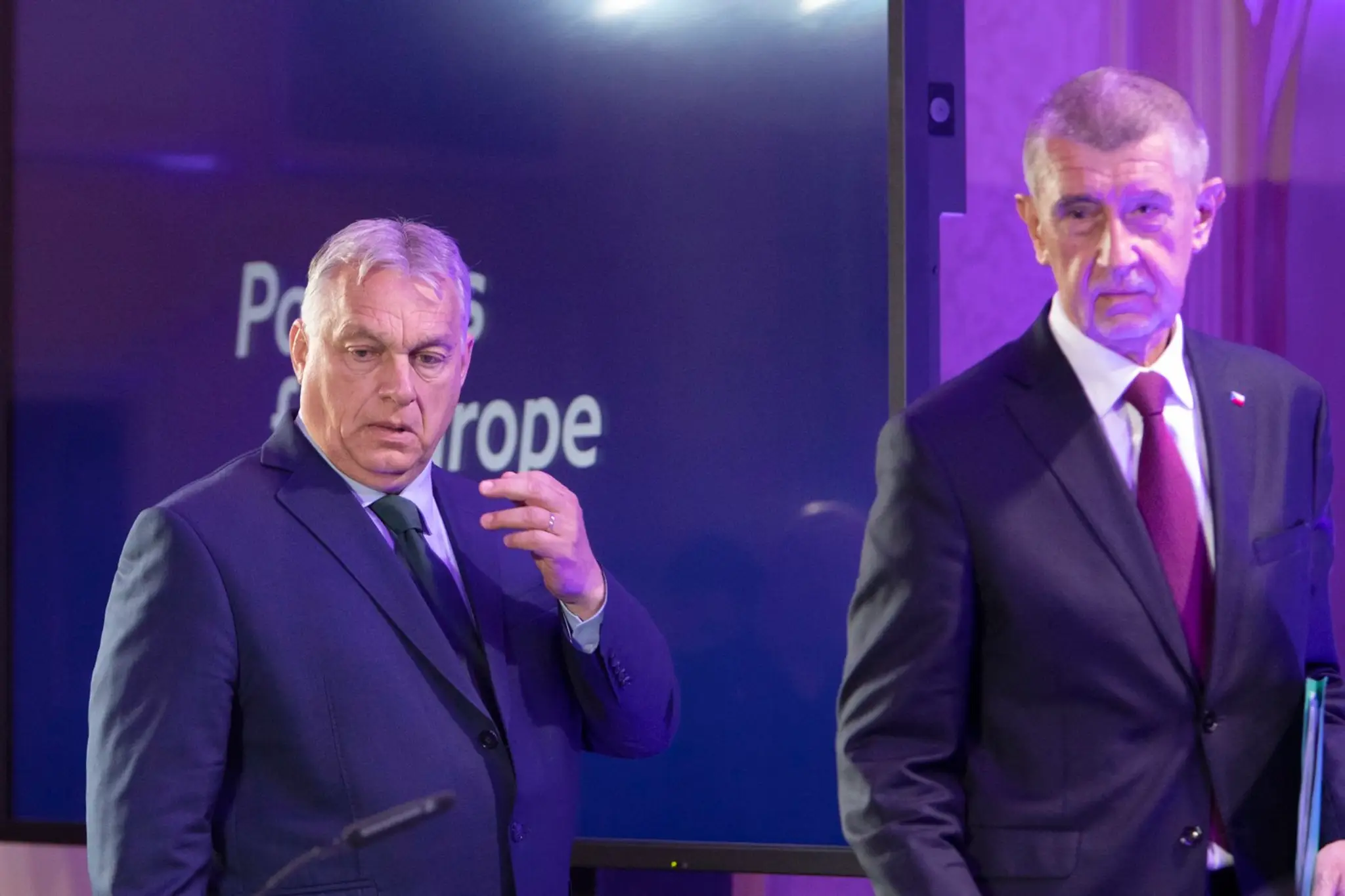 Viktor Orbán a Andrej Babiš pri predstavení frakcie Patrioti pre Európu