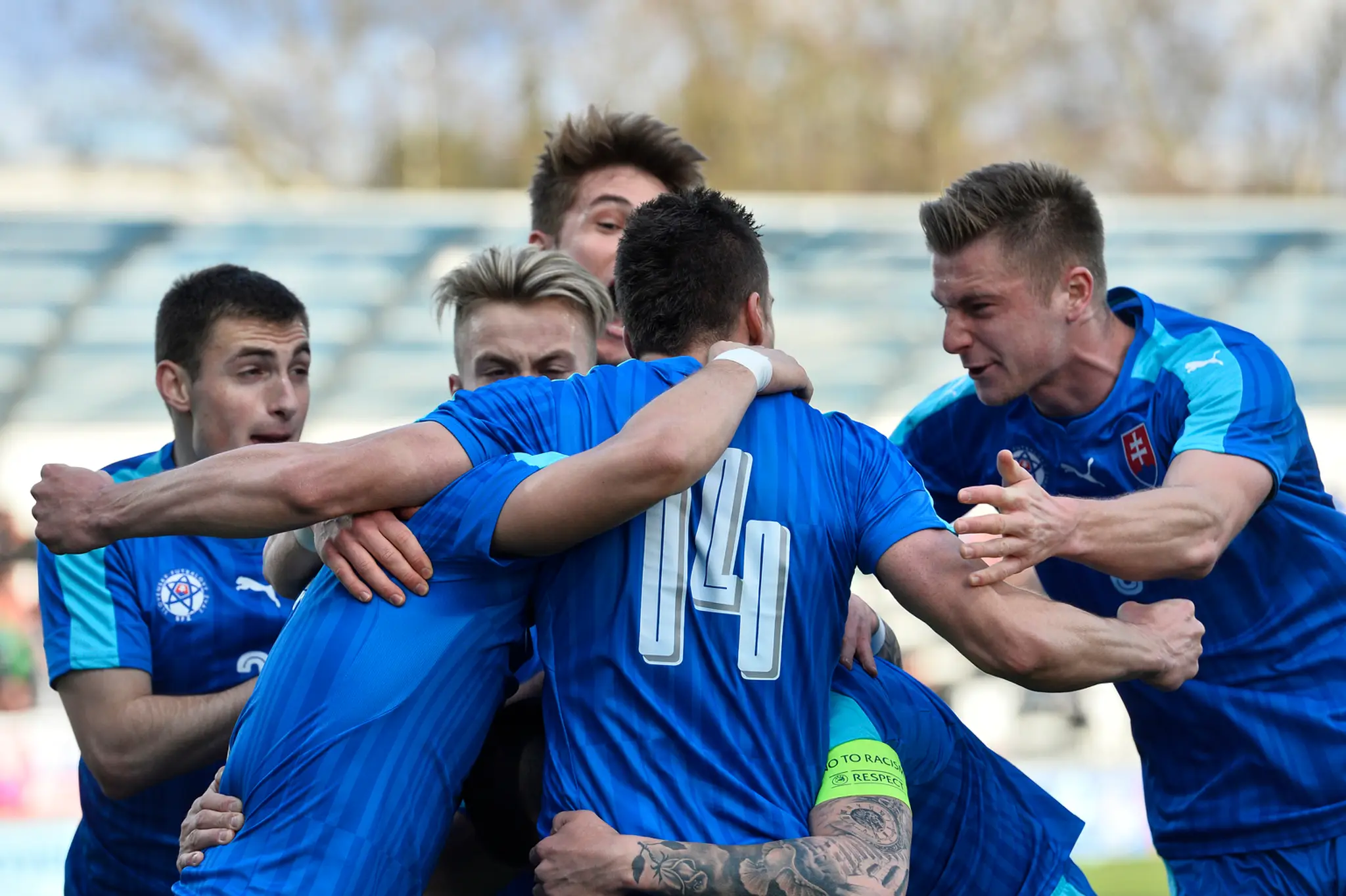 Hráči slovenskej reprezentácie do 21 rokov na archívnej snímke.