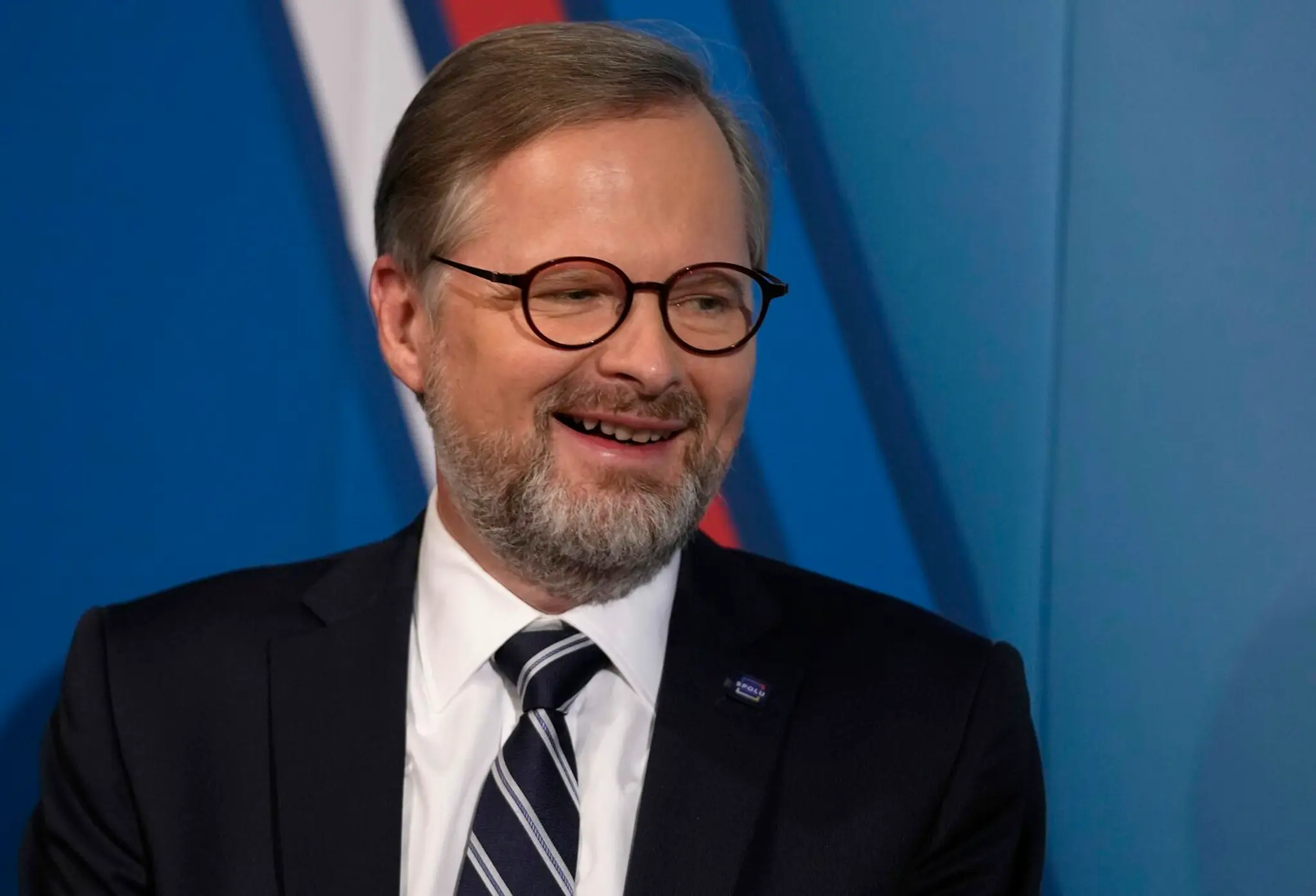 Líder koalície SPOLU Petr Fiala v poslednej predvolebnej debate.