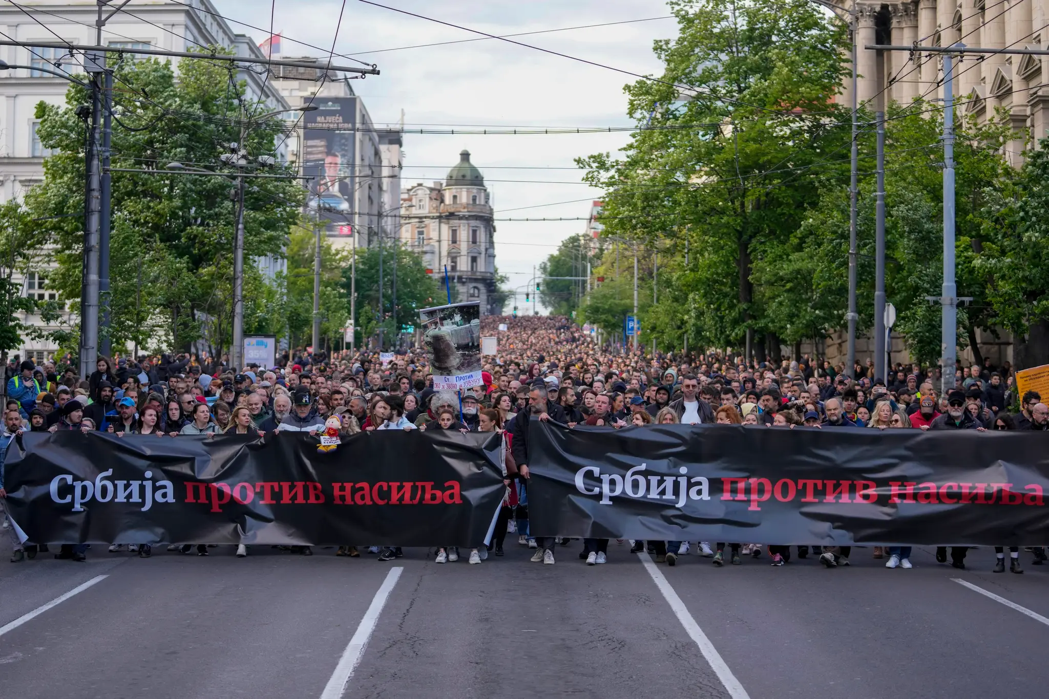 Protesty v Srbsku.