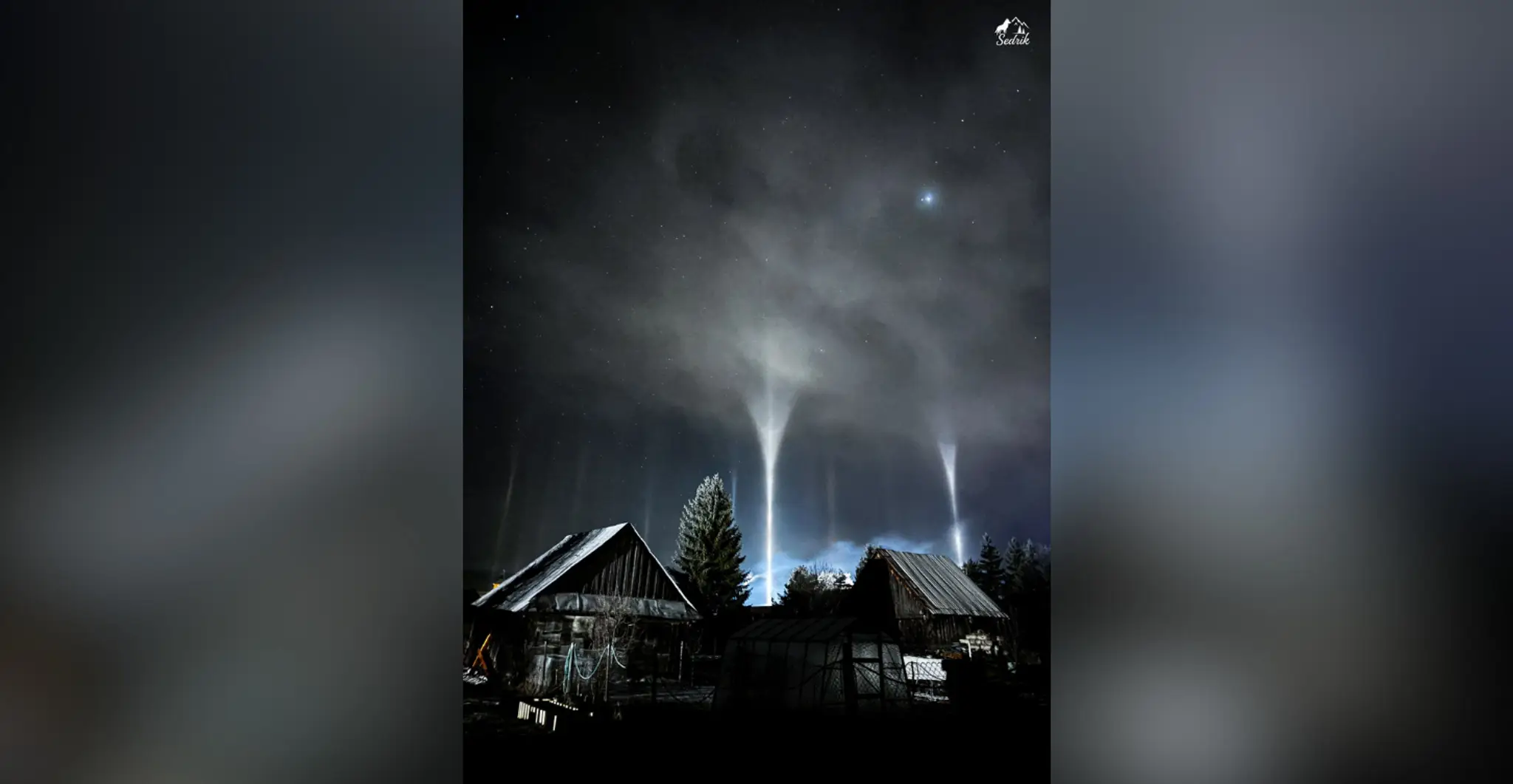 Svetelné stĺpy v obci Šuňava