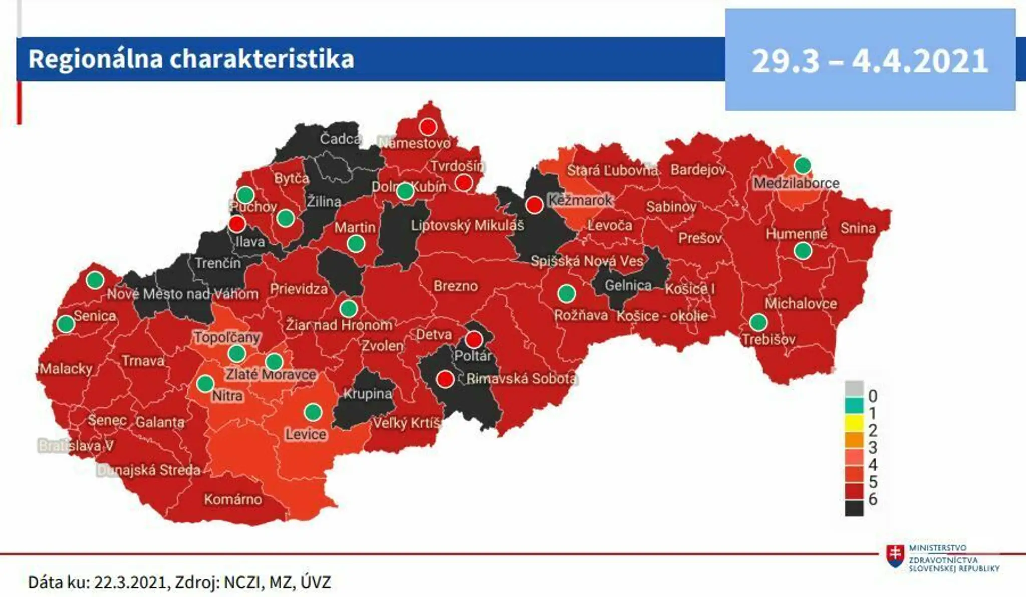 Rozdelenie okresov od 29. marca.