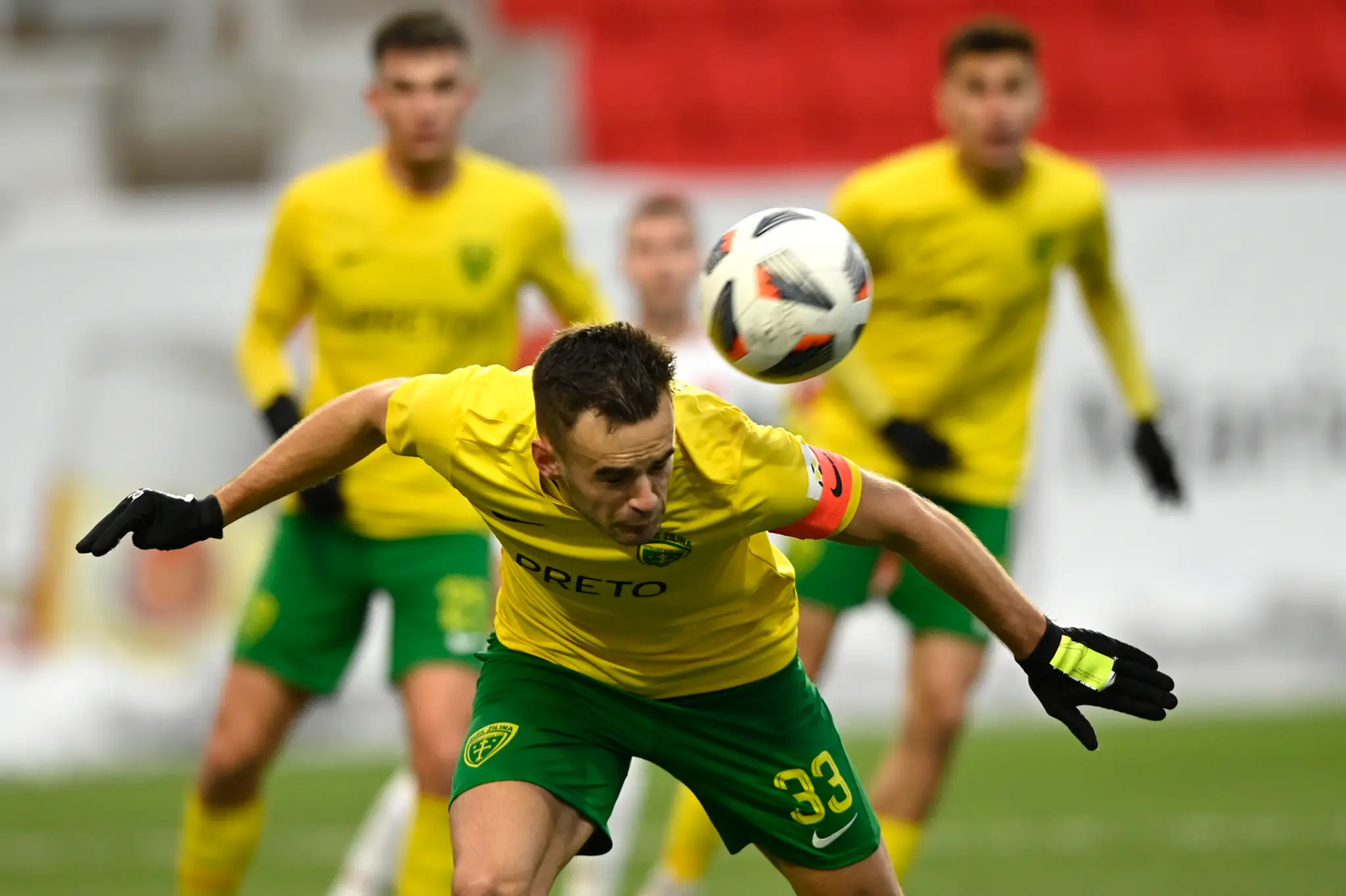 Kapitán MŠK Žilina Adam Kopas v zápase 18. kola Fortuna ligy v Trenčíne.