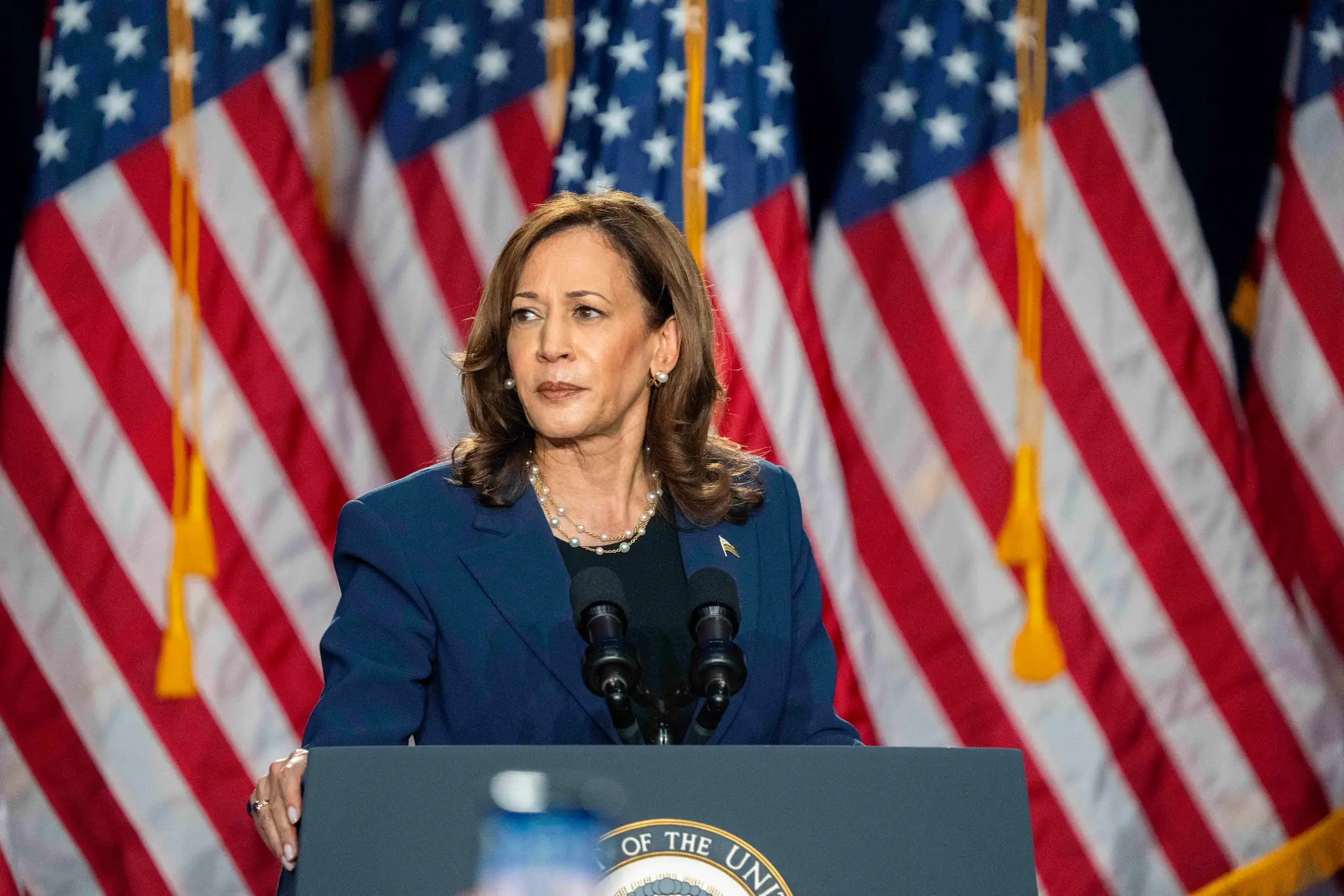 Na snímke americká viceprezidentka Kamala Harrisová.