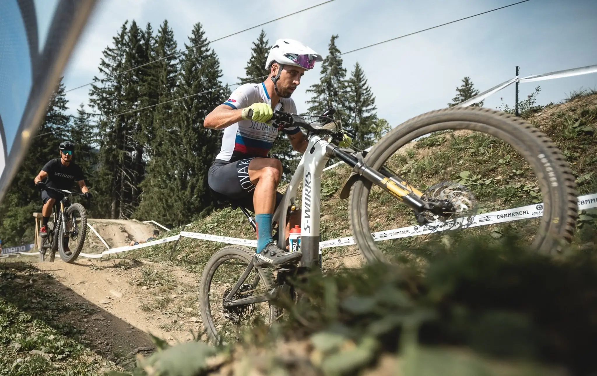 Peter Sagan počas tréningu pred súťažou v disciplíne e-bike na MS v horskej cyklistike.