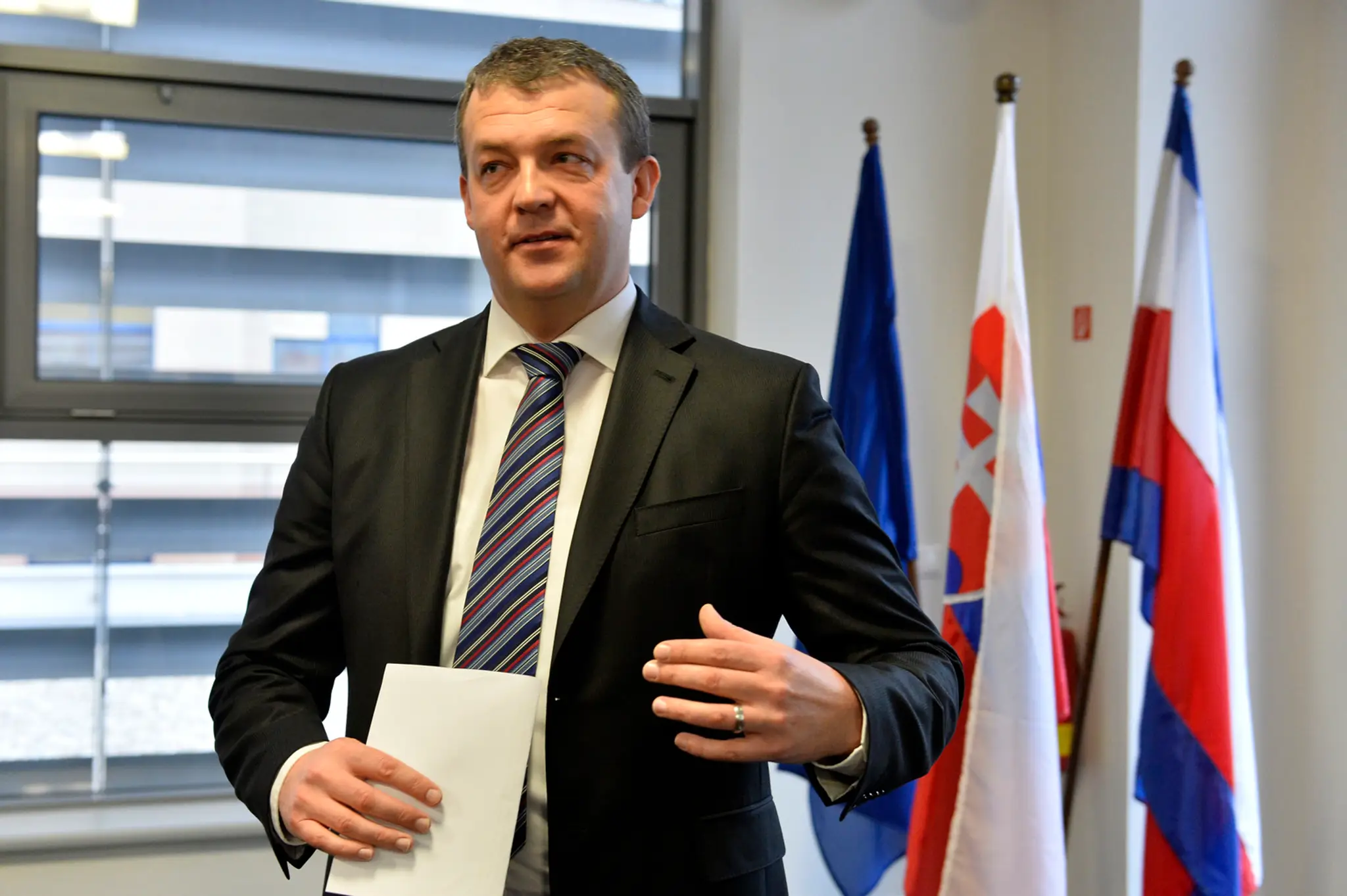 Jaroslav Baška na brífingu v roku 2014.