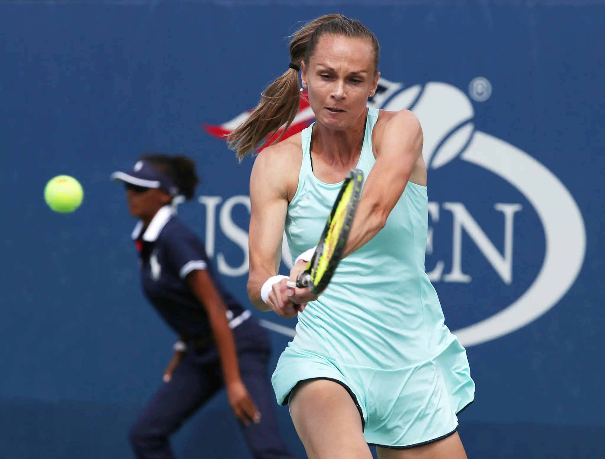 Magdaléna Rybáriková v dueli 1. kola US Open 2017.