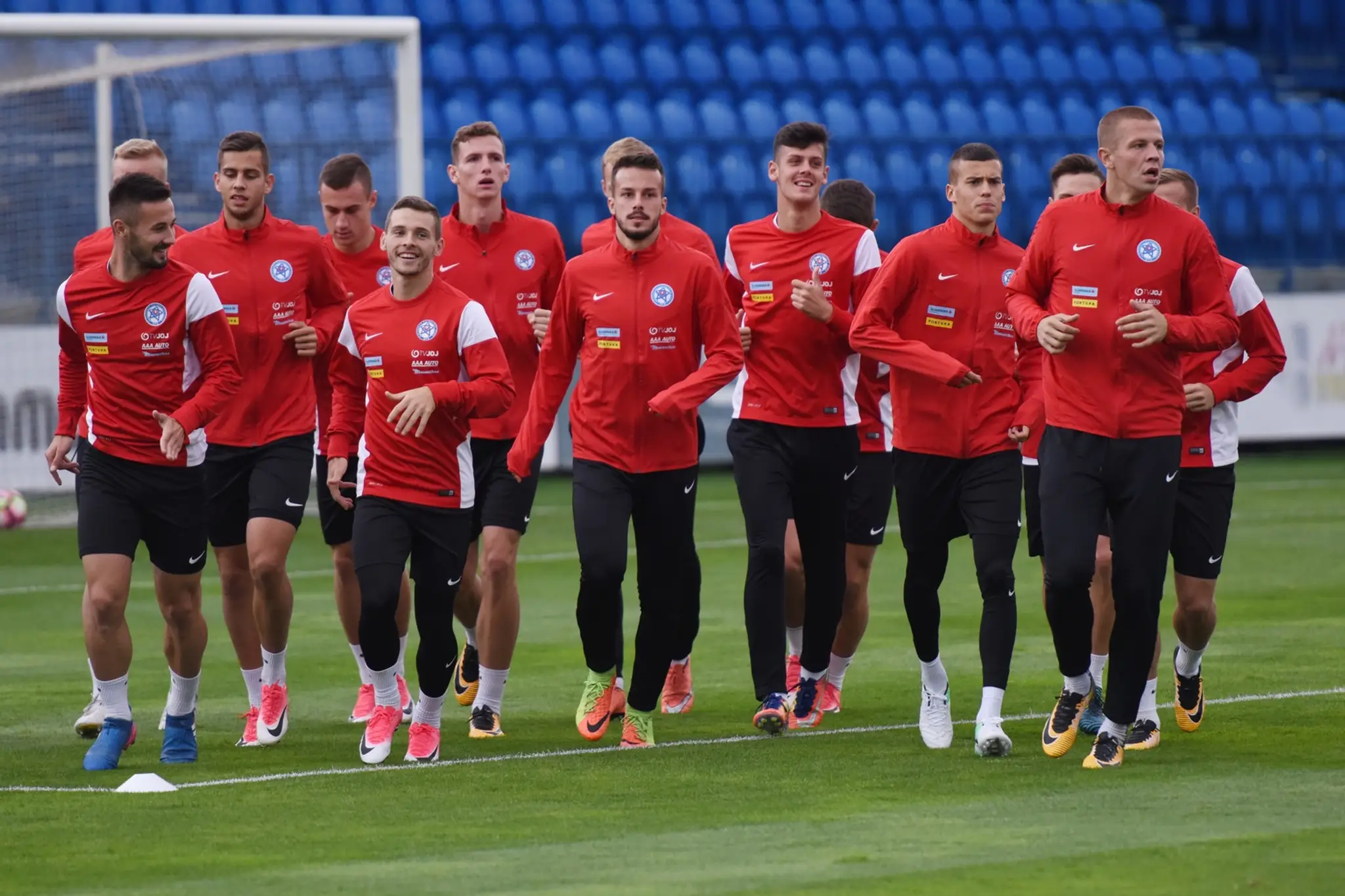Na snímke hráči slovenskej futbalovej reprezentácie do 21 rokov