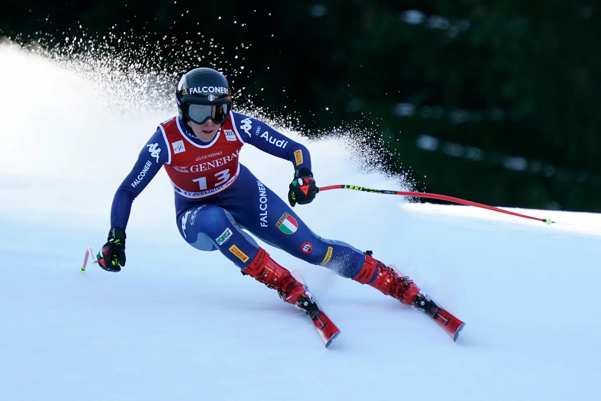 Alpská lyžiarka Sofia Goggiová v zjazde v Garmisch-Partenkirchene.