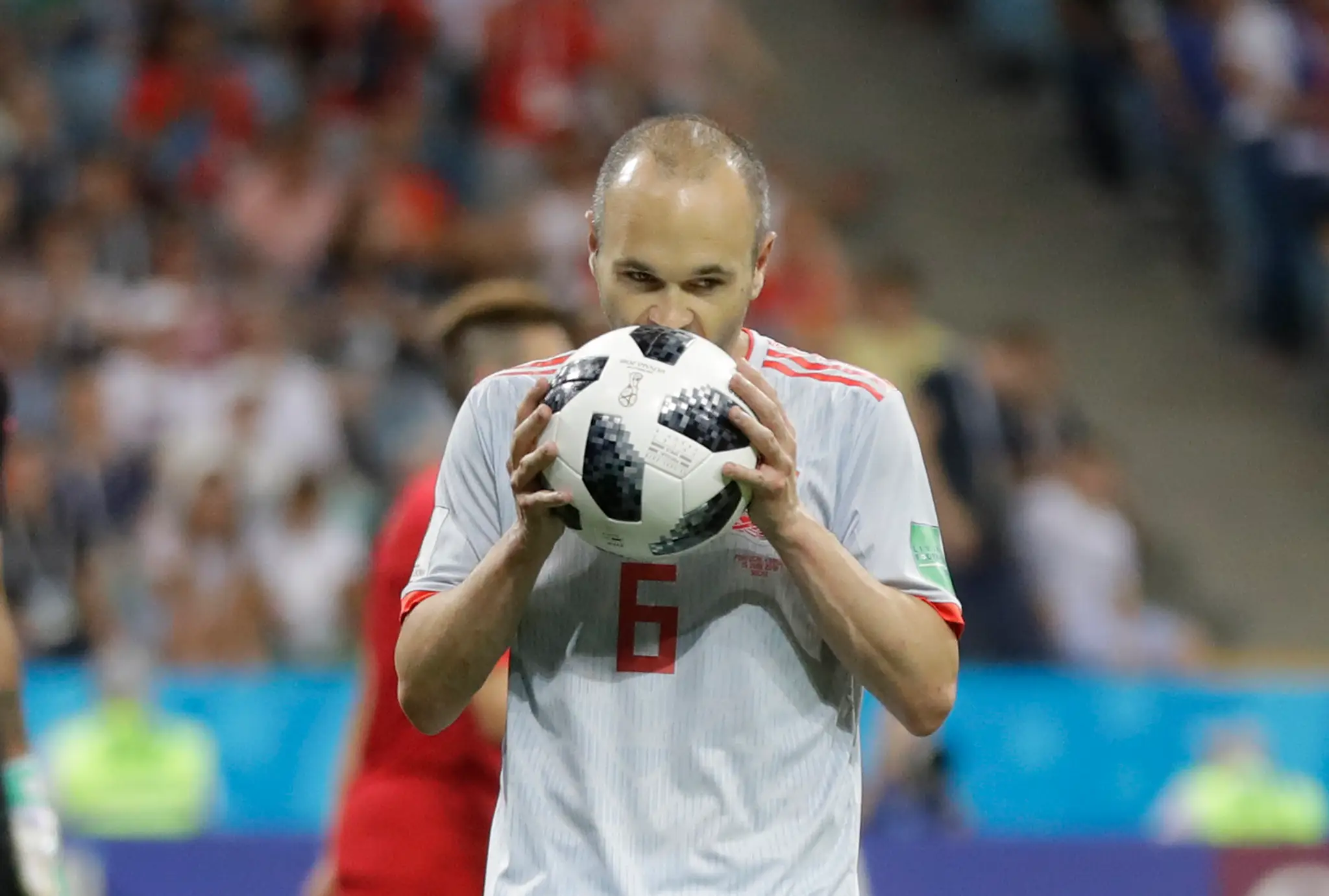 Španiel Andrés Iniesta v zápase MS 2018 proti Portugalsku.