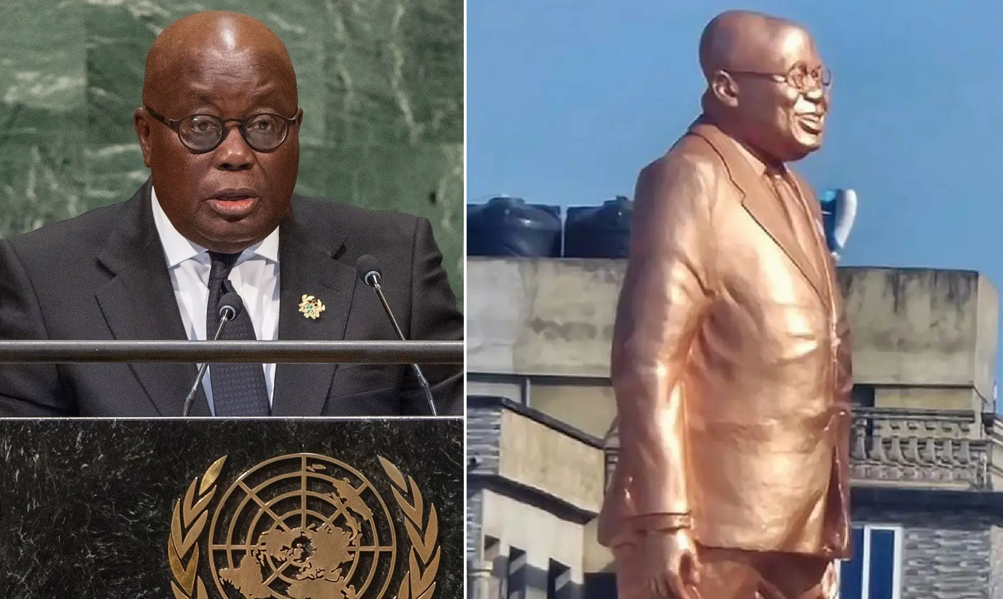 Ghanský prezident Nana Akufo-Addo si nechal postaviť sochu.