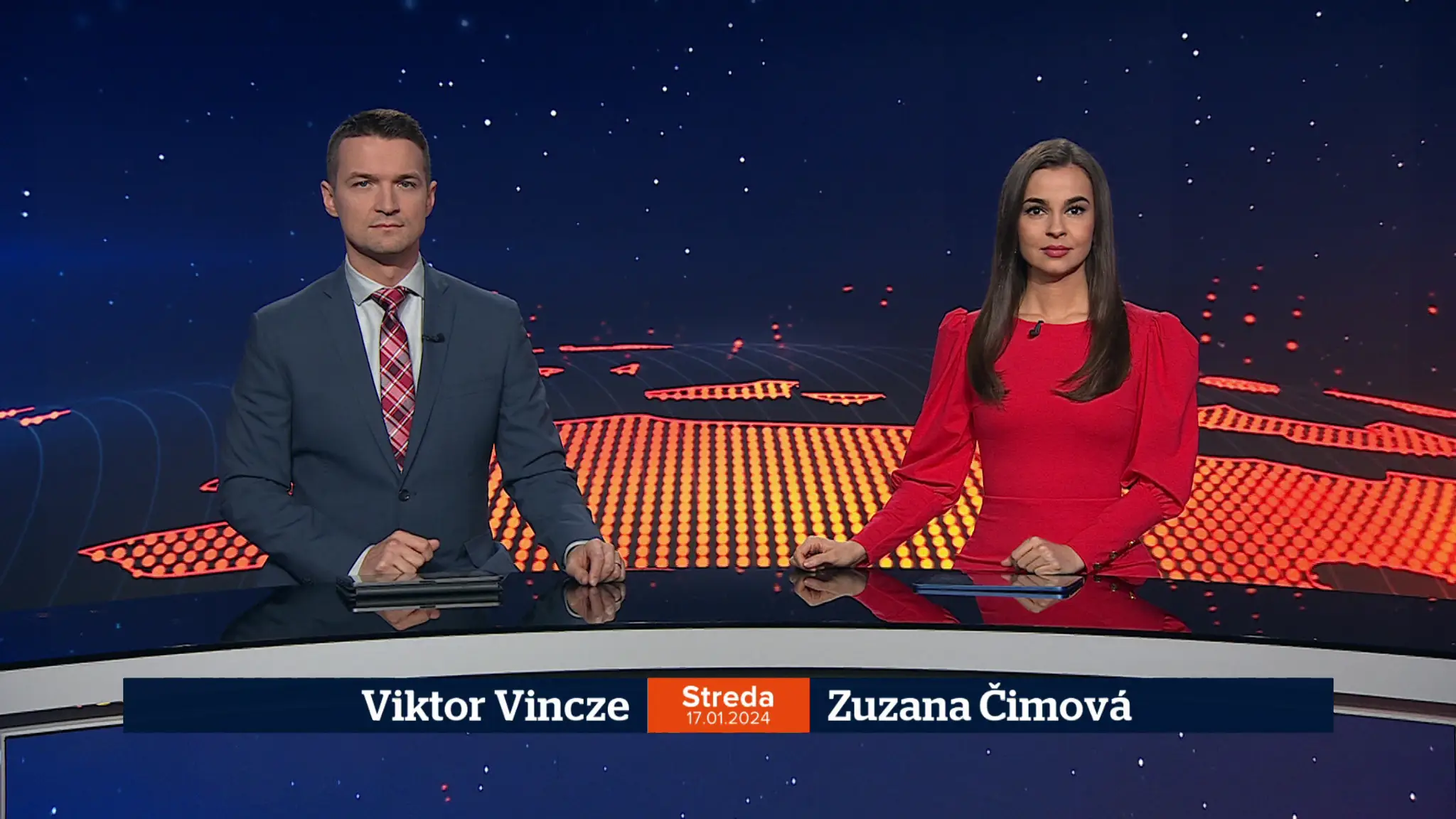 Viktor Vincze a Zuzana Čimová v relácii Televízne noviny