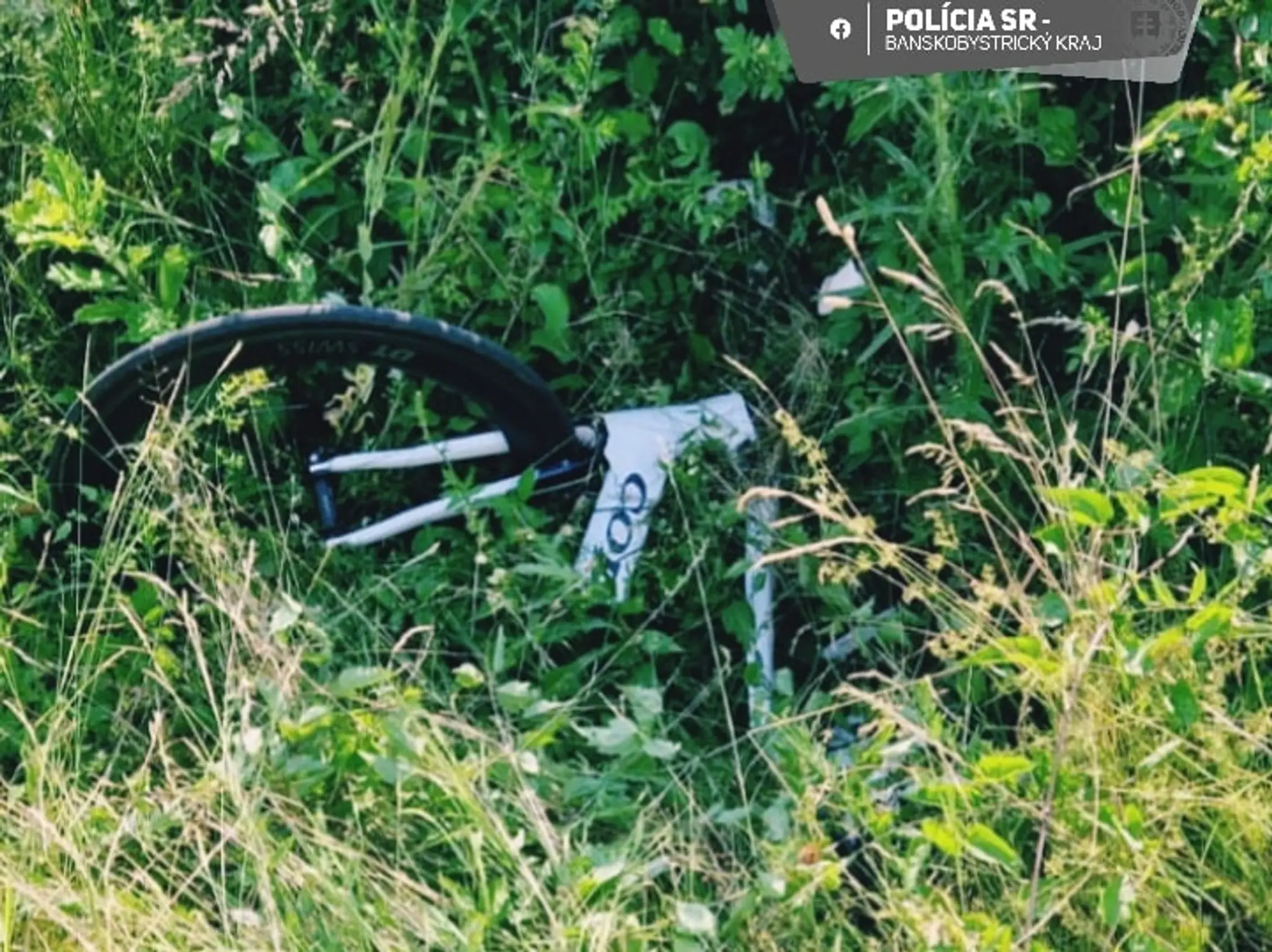 Záber zničeného bicykla