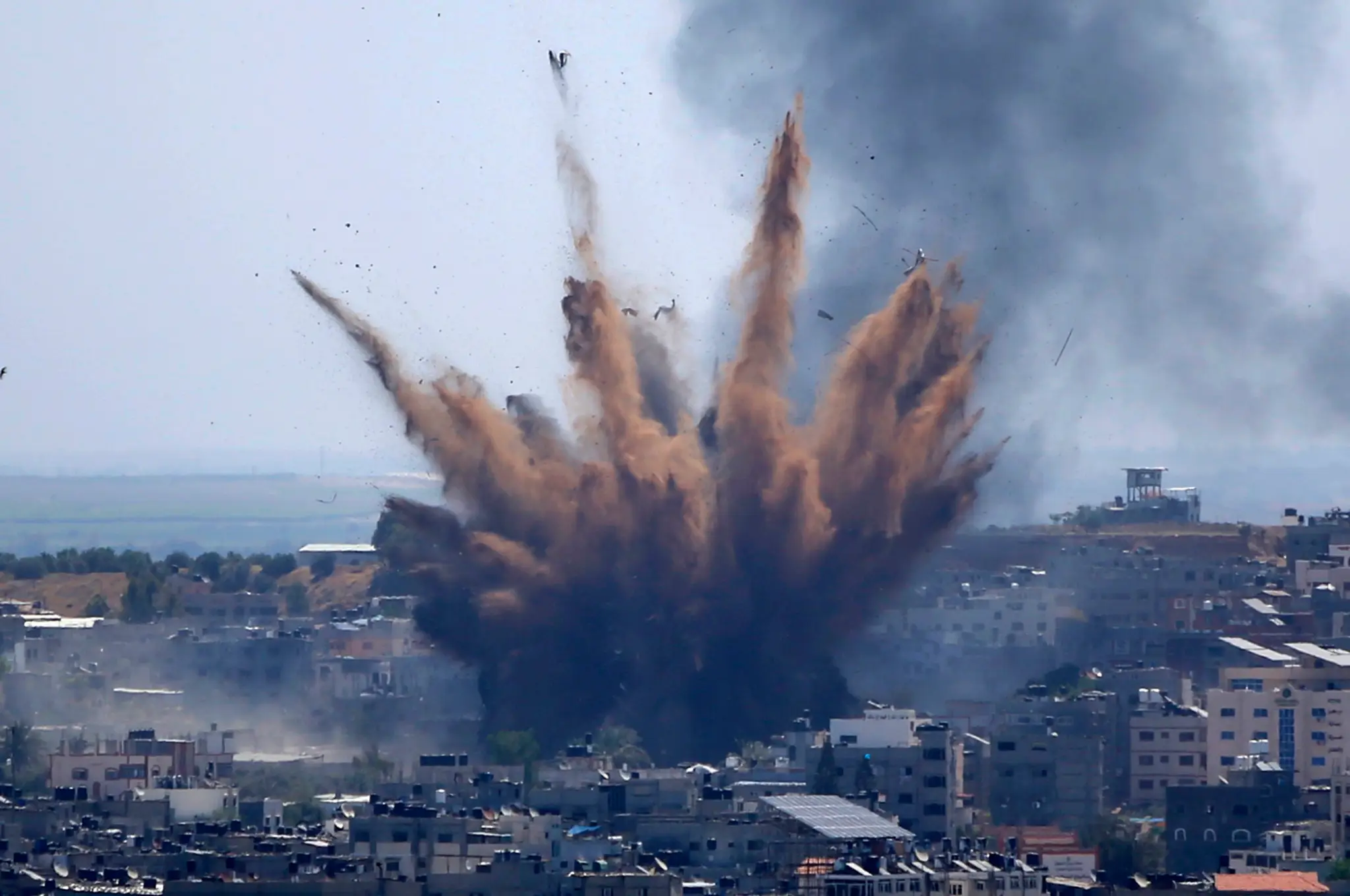 Izraelský nálet na mesto Gaza.