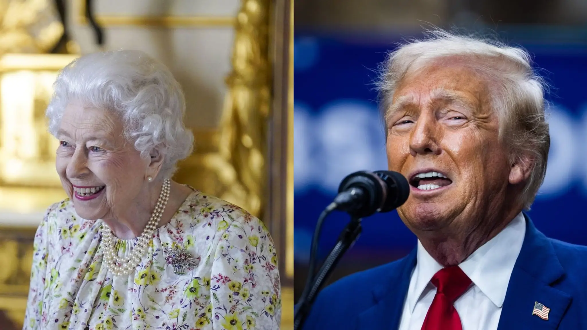 Kráľovná Alžbeta II. a Donald Trump