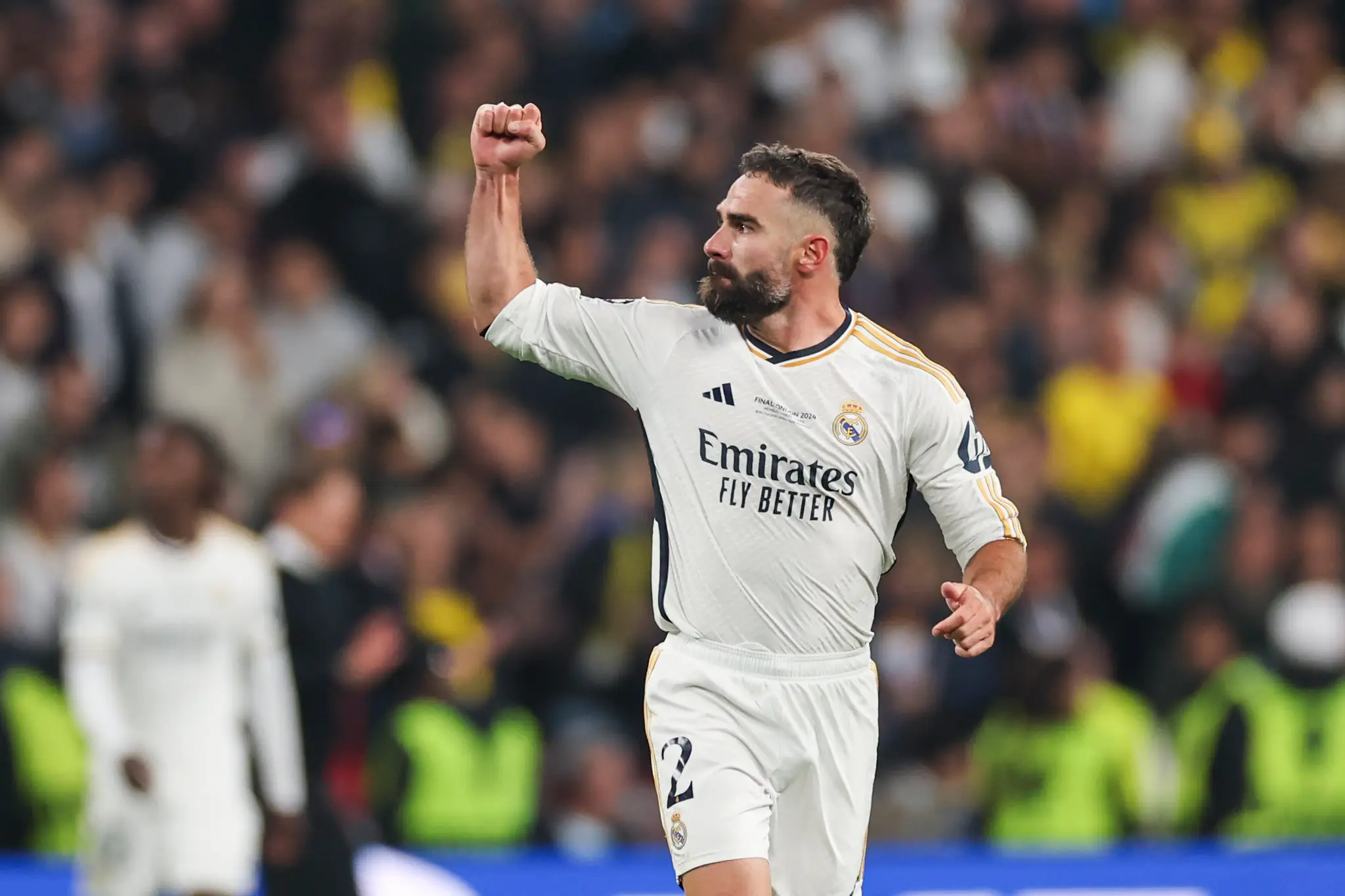 Futbalista Realu Madrid Dani Carvajal sa teší po strelení úvodného gólu.