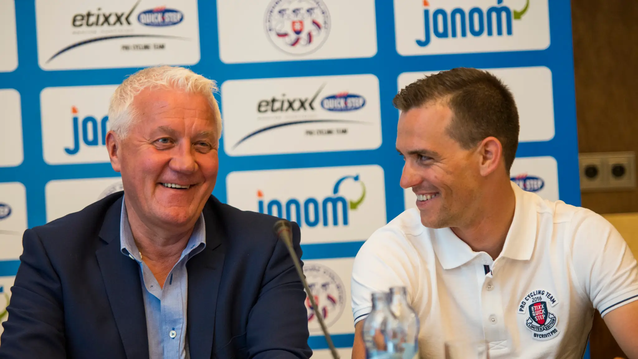 Generálny manažér tímu ETIXX - QUICKSTEP Patick Lefevere a cyklista Zdeněk Štybar.