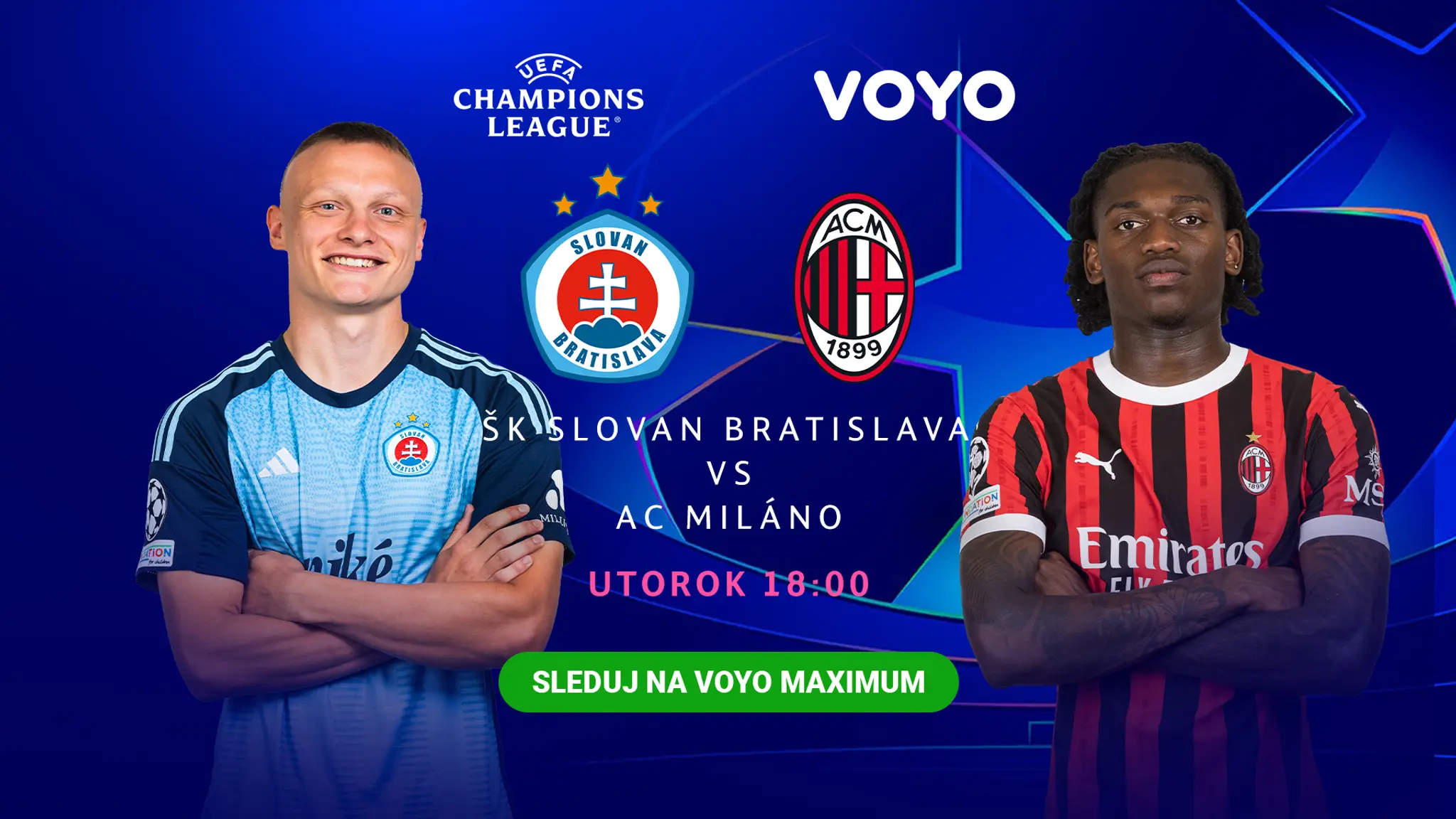 Liga majstrov: Slovan Bratislava vs AC Miláno