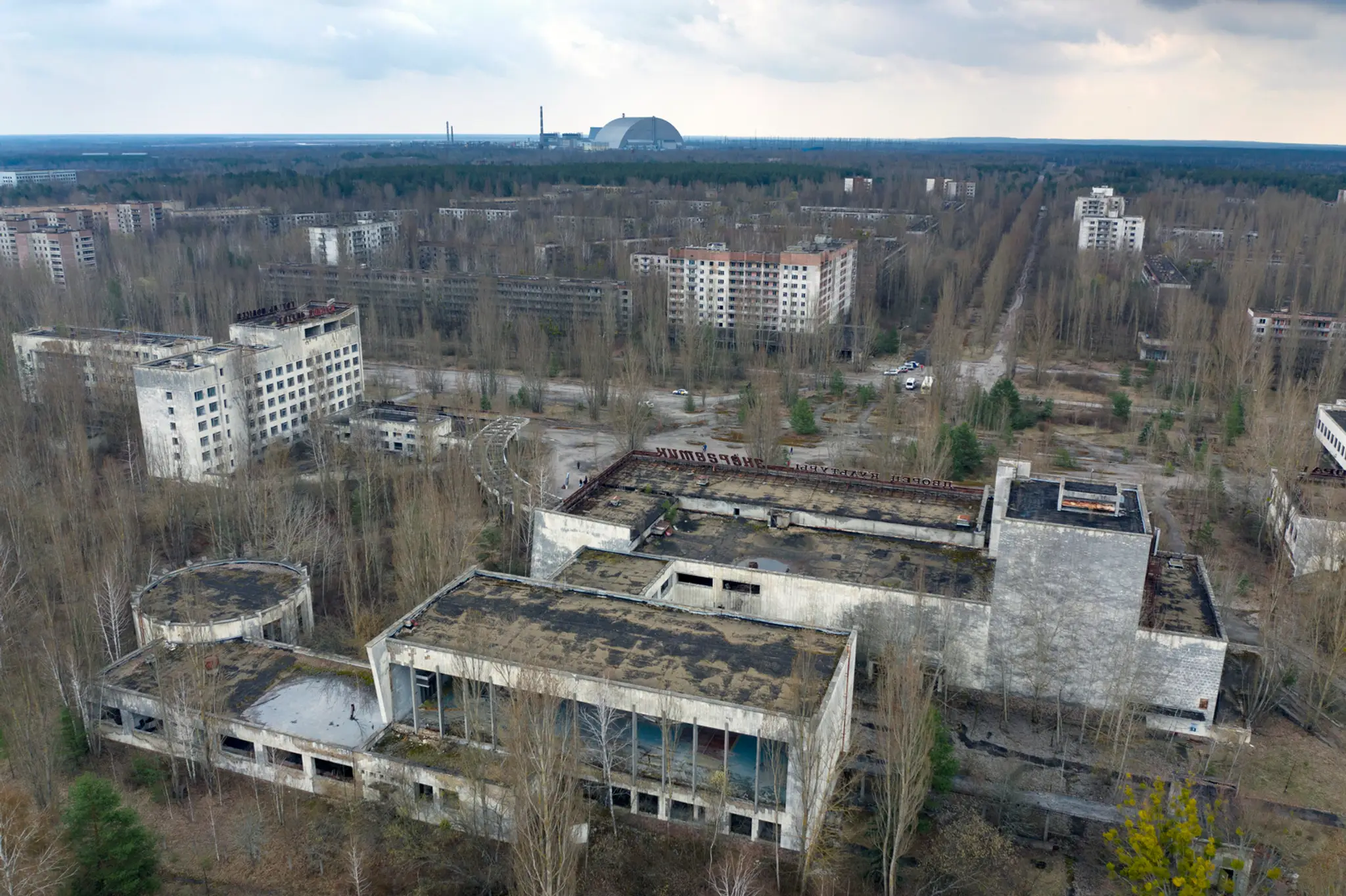 Vyľudnené mesto Pripjať pri černobyľskej atómovej elektrárni