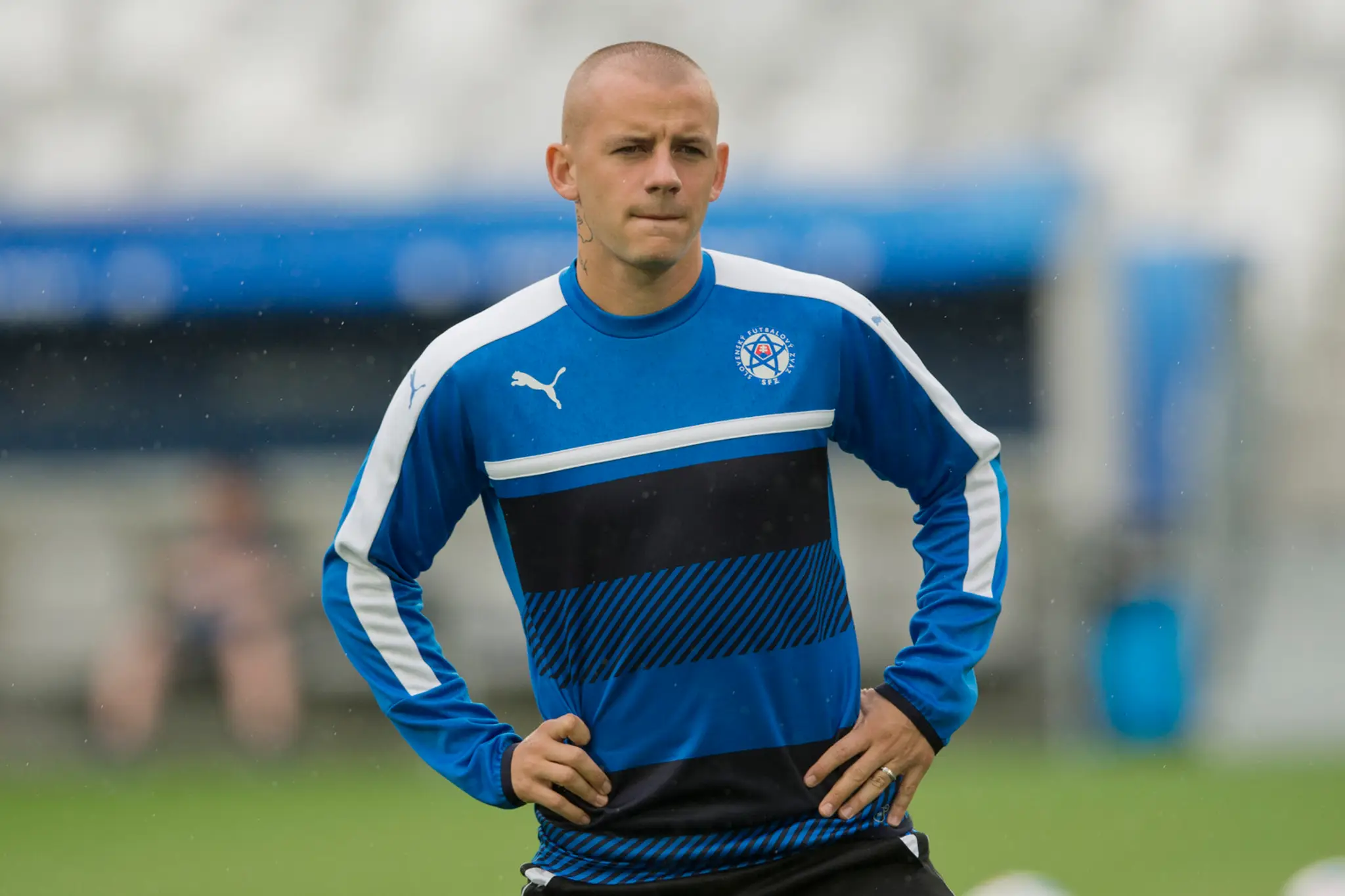 Na snímke Vladimír Weiss ml. počas tréningu pred zápasom B-skupiny na Majstrovstvách Európy vo futbale medzi Walesom a Slovensko