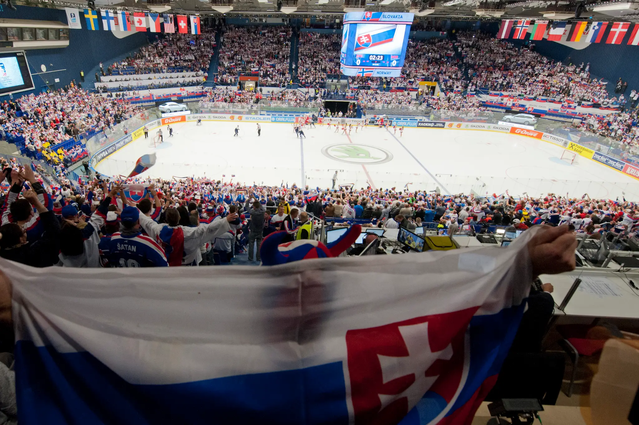 Slovenskí fanúšikovia počas MS 2015 v Ostrave