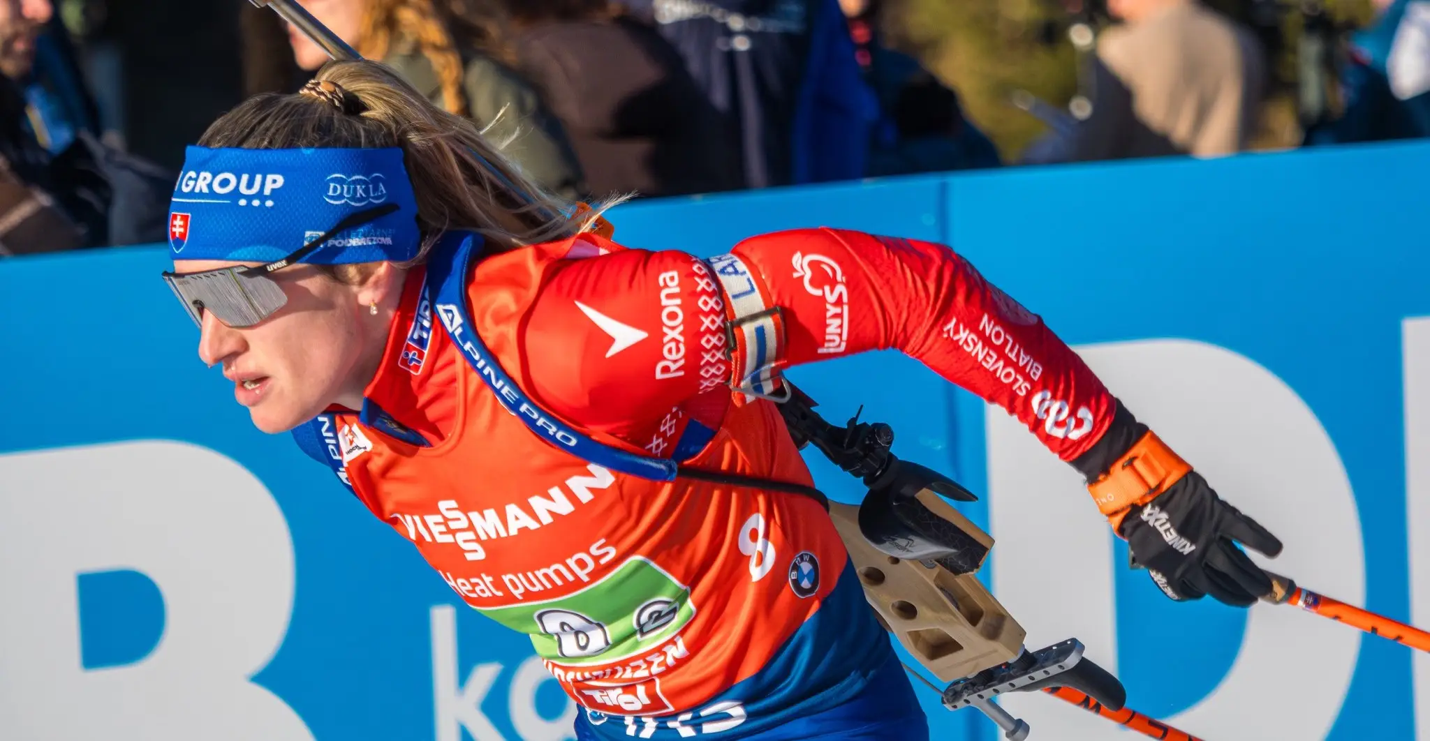 Paulína Bátovská Fialková počas štafety žien na 4x6 km v pretekoch Svetového pohára.
