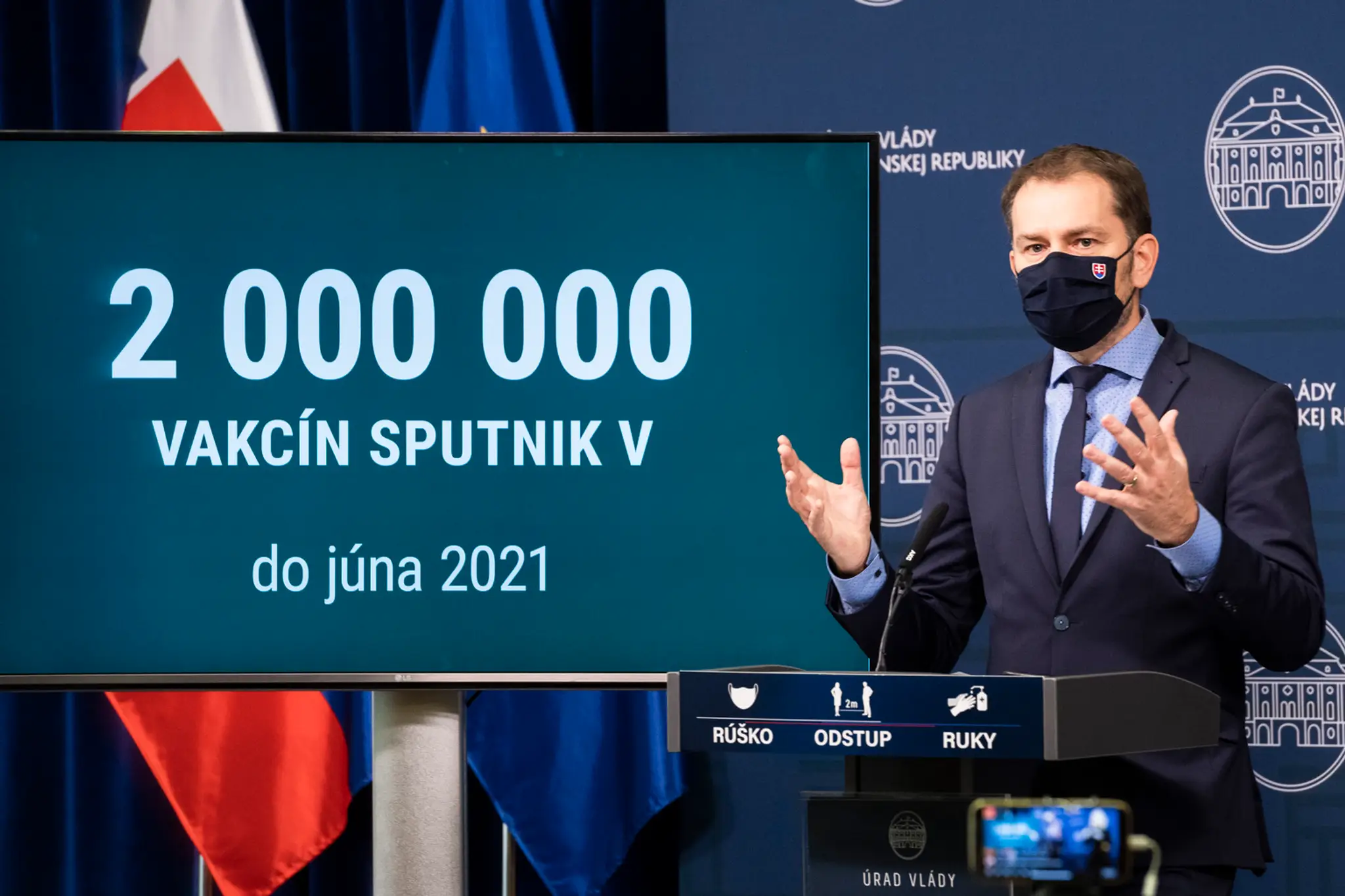 Igor Matovič na tlačovej konferencie ohľadom Sputnik V (február 2021)
