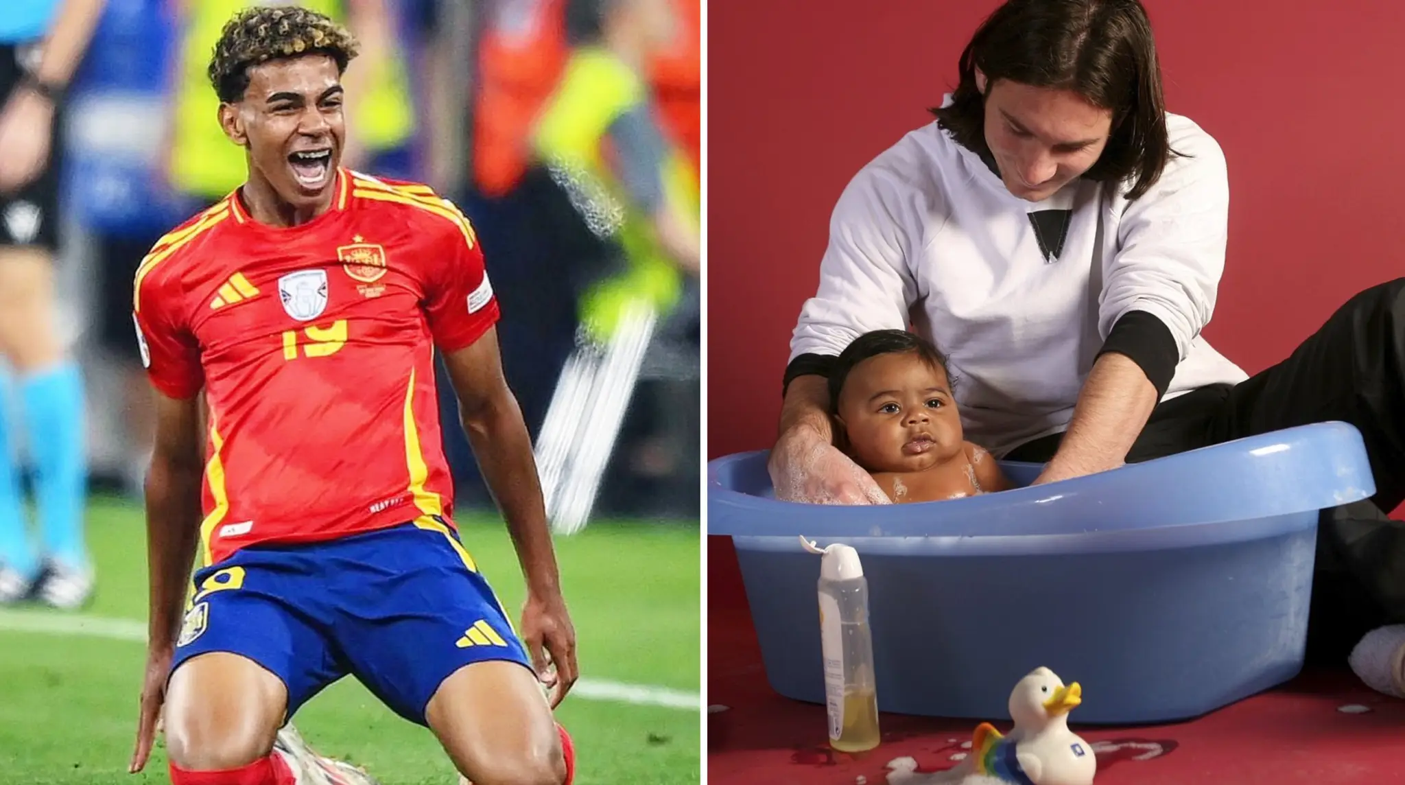 Magický dotyk. Jeden očividne vznikol aj tam. Niekde medzi plastovou kačičkou a bublinkami v detskej vaničke. Kde Lionel Messi dohliadal na polročného Laminea. 