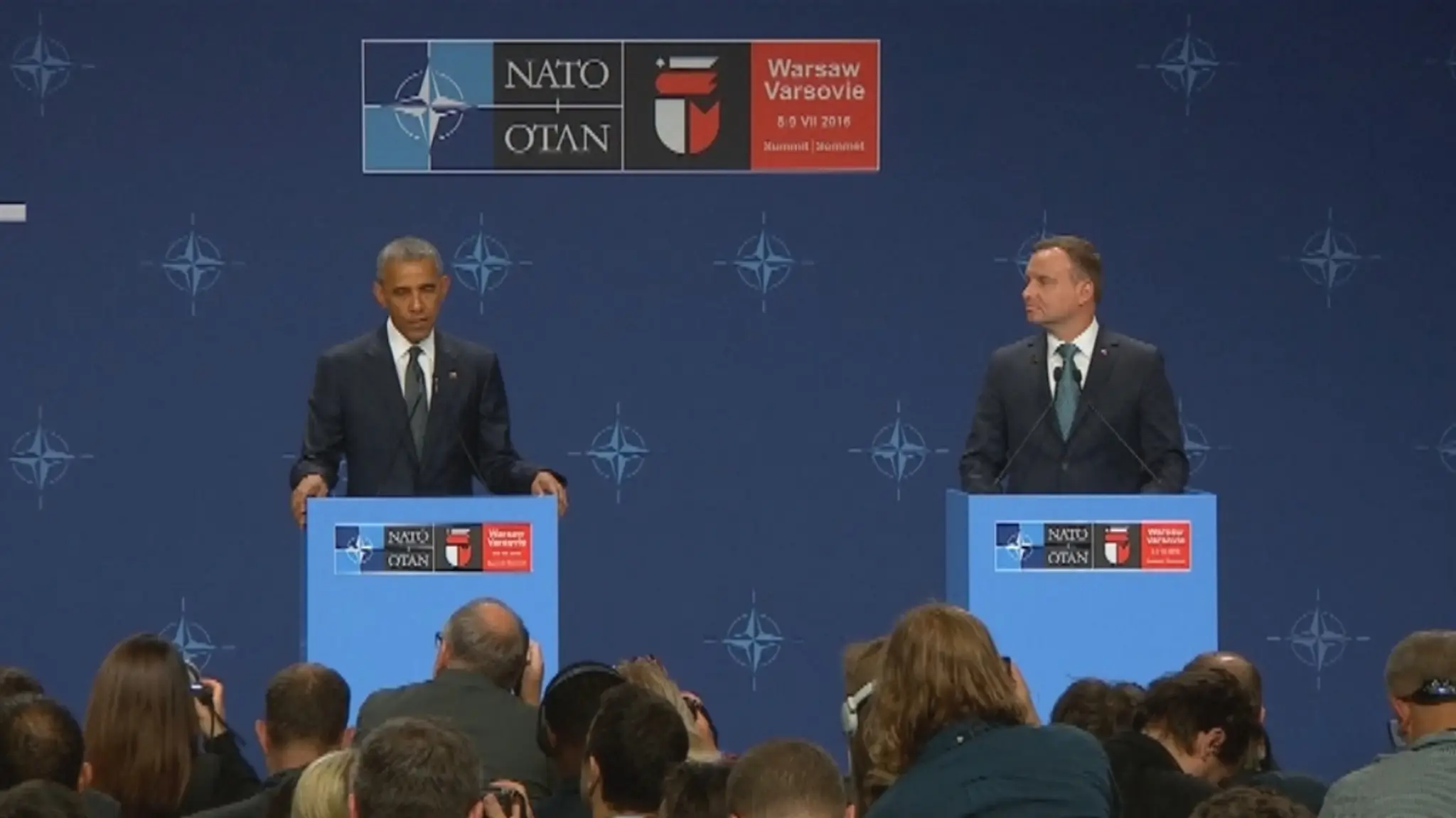 Prezident Obama a poľský prezident Duda na summite vo Varšave