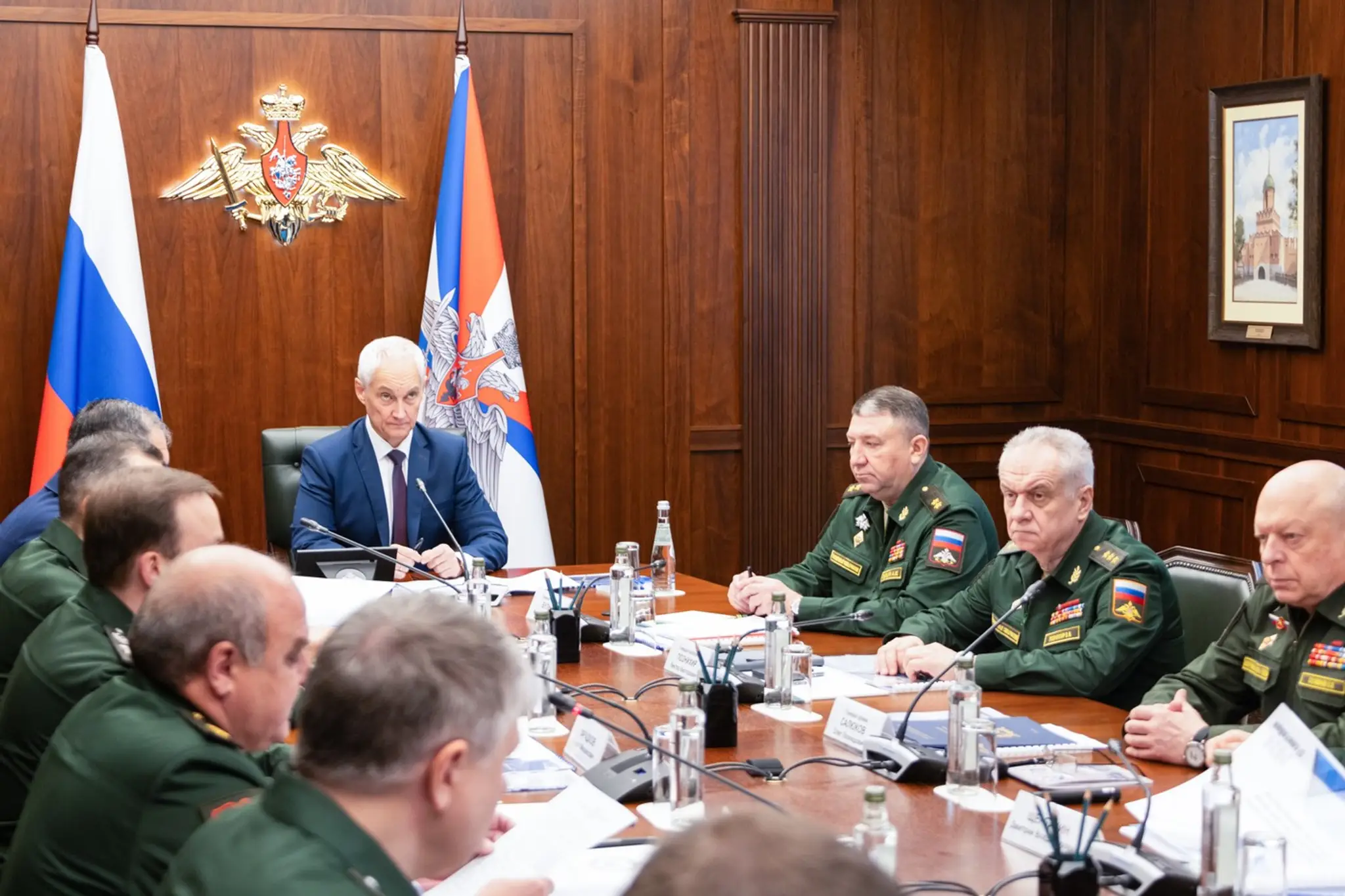 Stretnutie ruského vojenského velenia vedené ministrom obrany Andrejom Belousovom.
