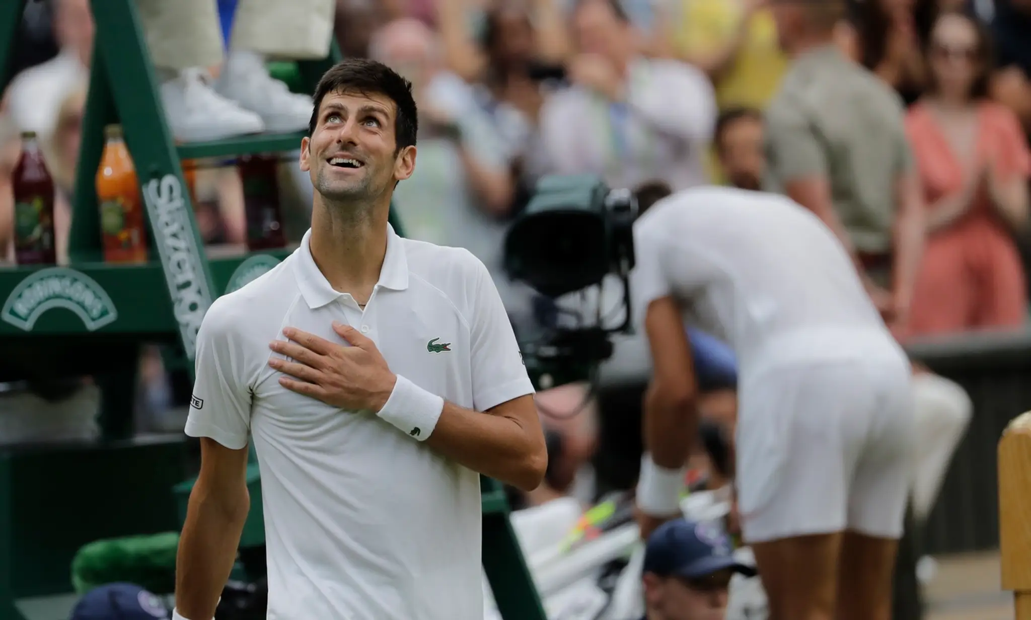Novak Djokovič po postupe do finále Wimbledonu.