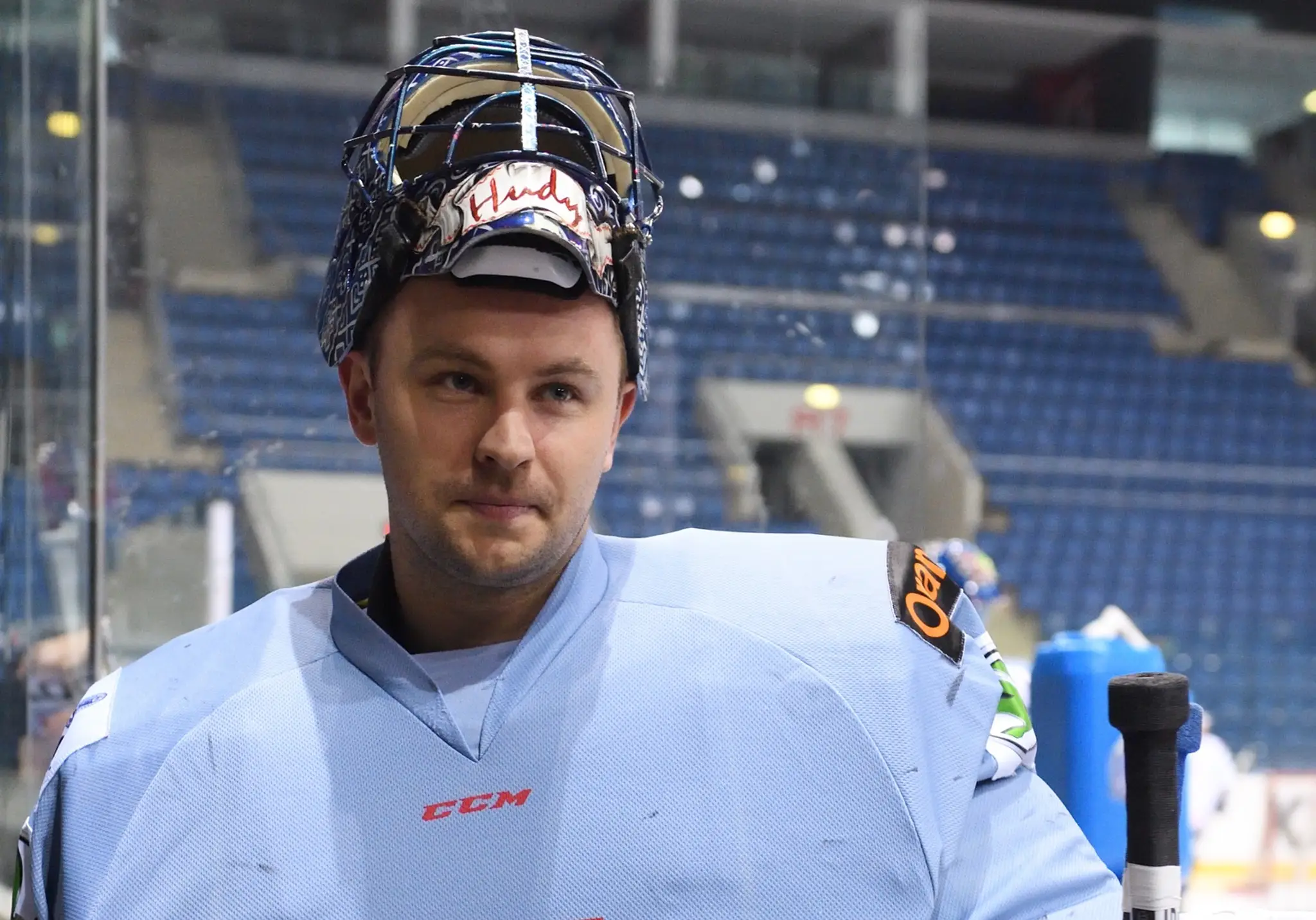 Július Hudáček počas  tréningu v prvej časti prípravy pred turnajmi Euro Hockey Challenge.